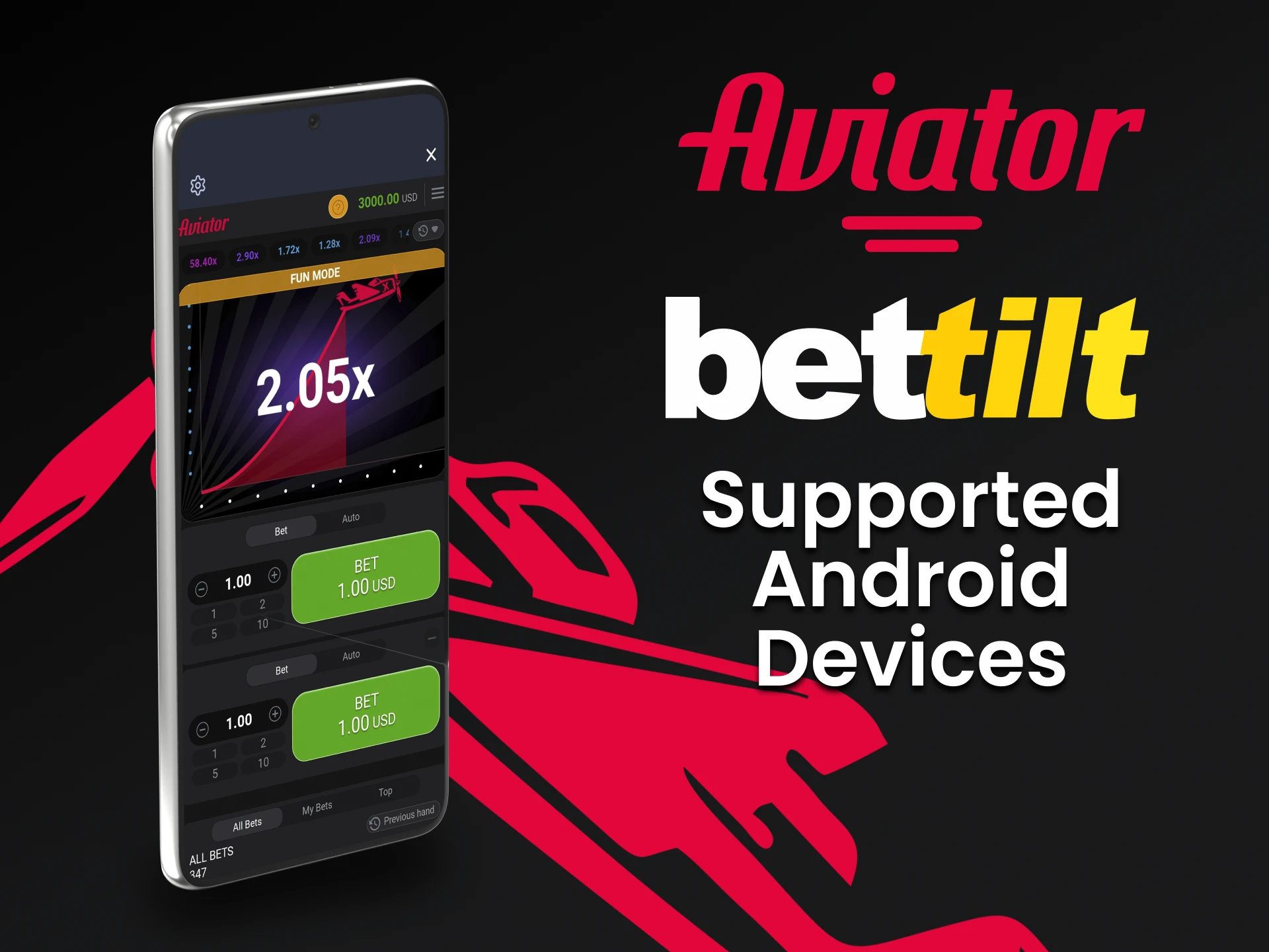 Use seu dispositivo Android para jogar Aviator no Bettilt.