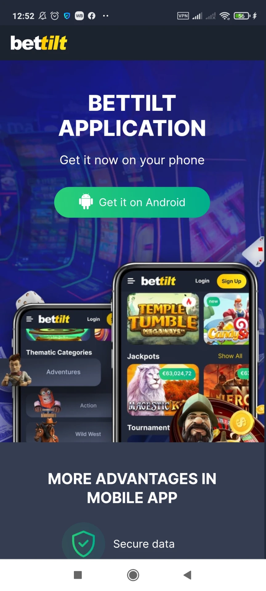 Você precisa começar a fazer o download do aplicativo Bettilt para Android.