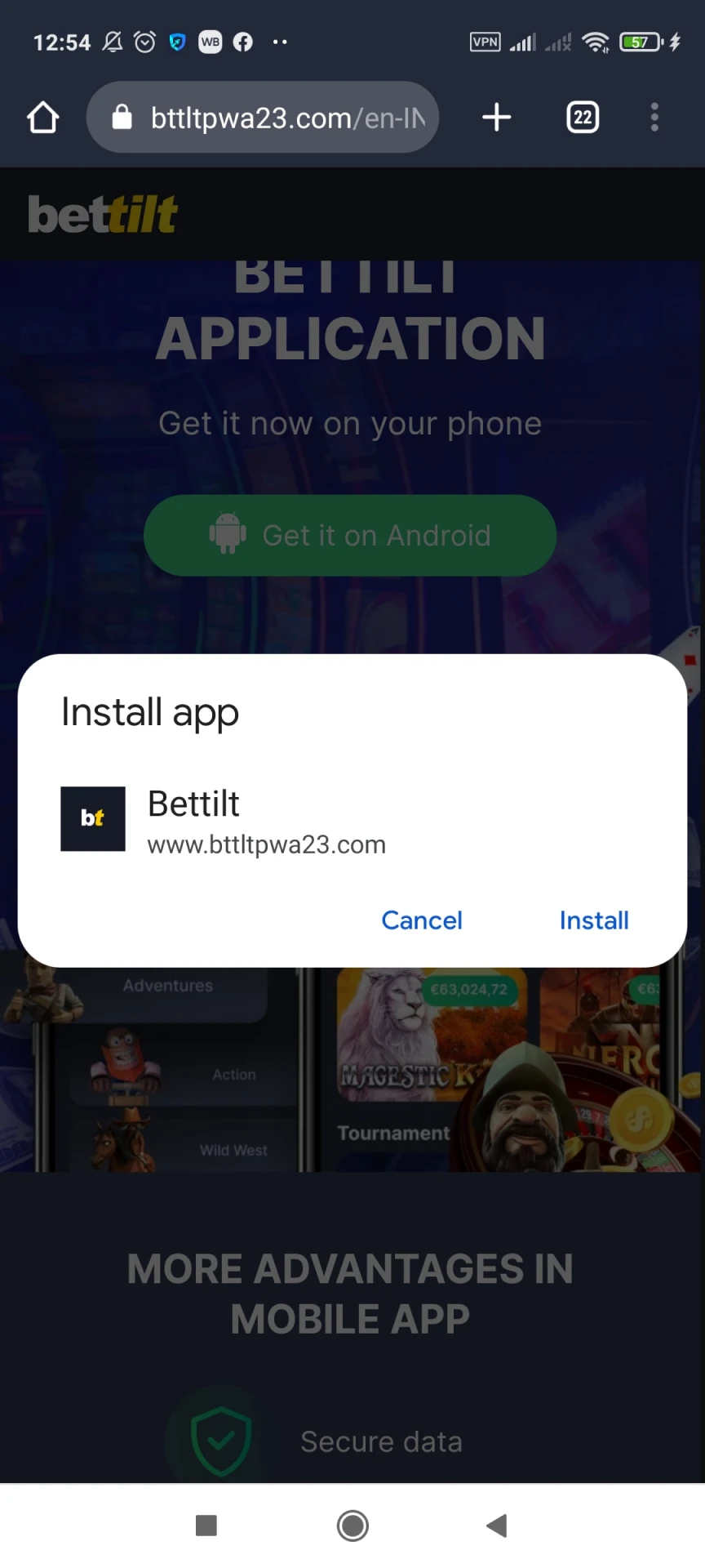 Você precisa começar a instalar o aplicativo Bettilt para Android.