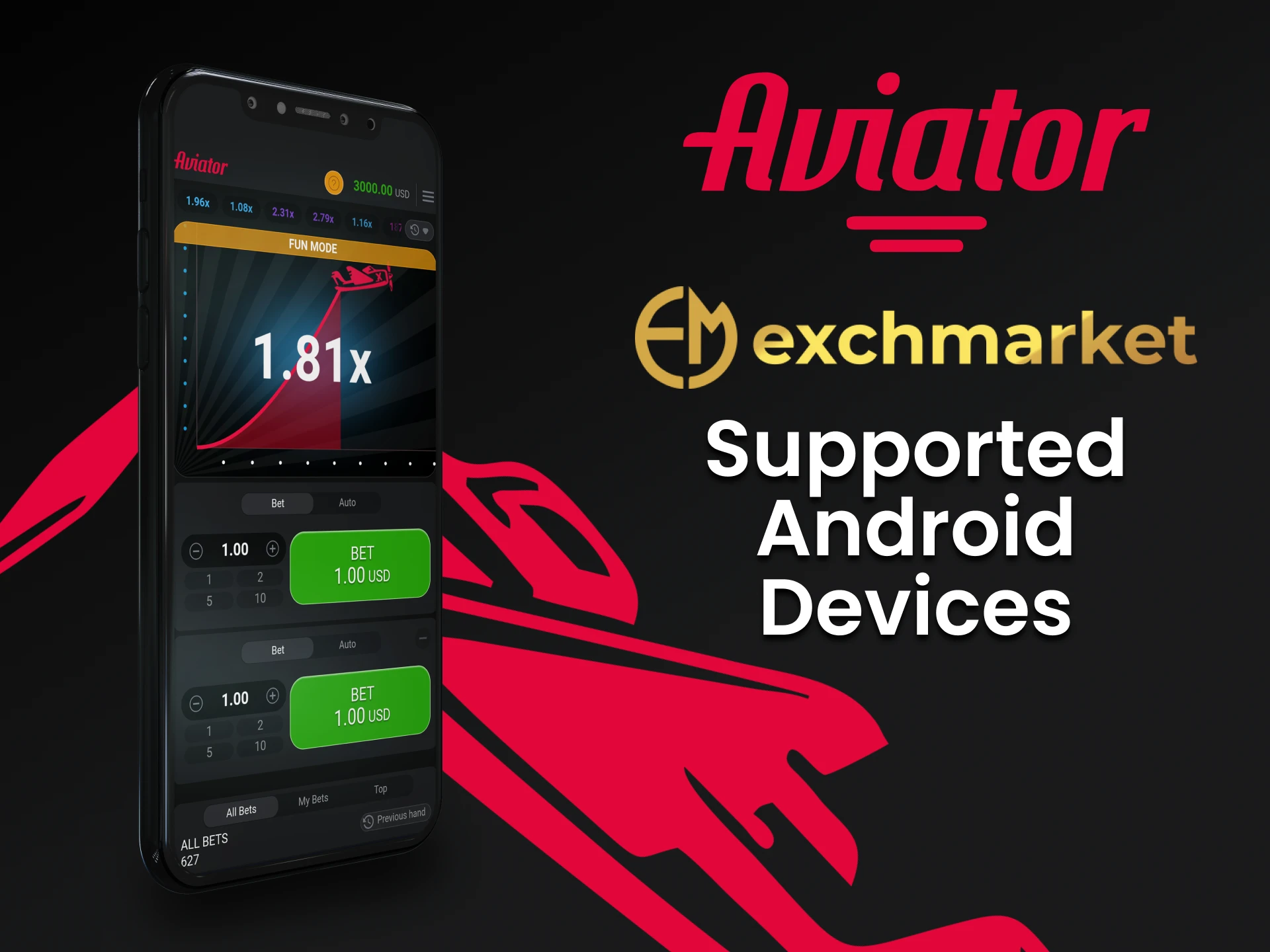 Play Aviator through your Android device on Exchmarket.