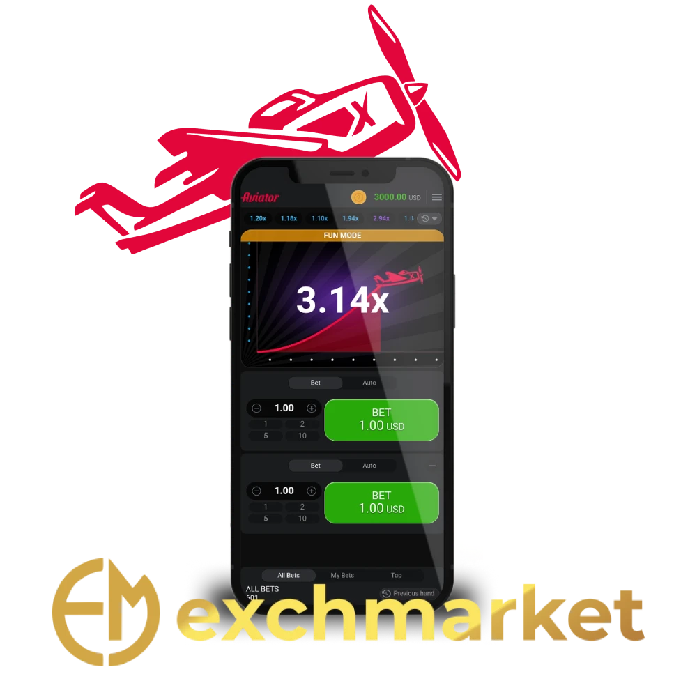 Use the Exchmarket app to play Aviator.