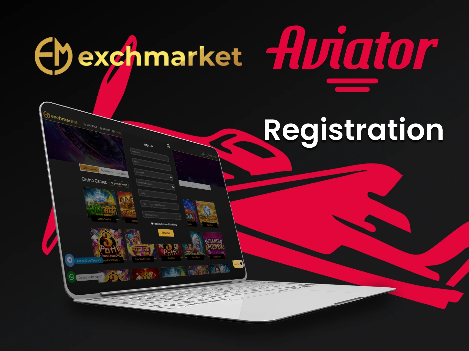 Create an account on Exchmarket for Aviator.