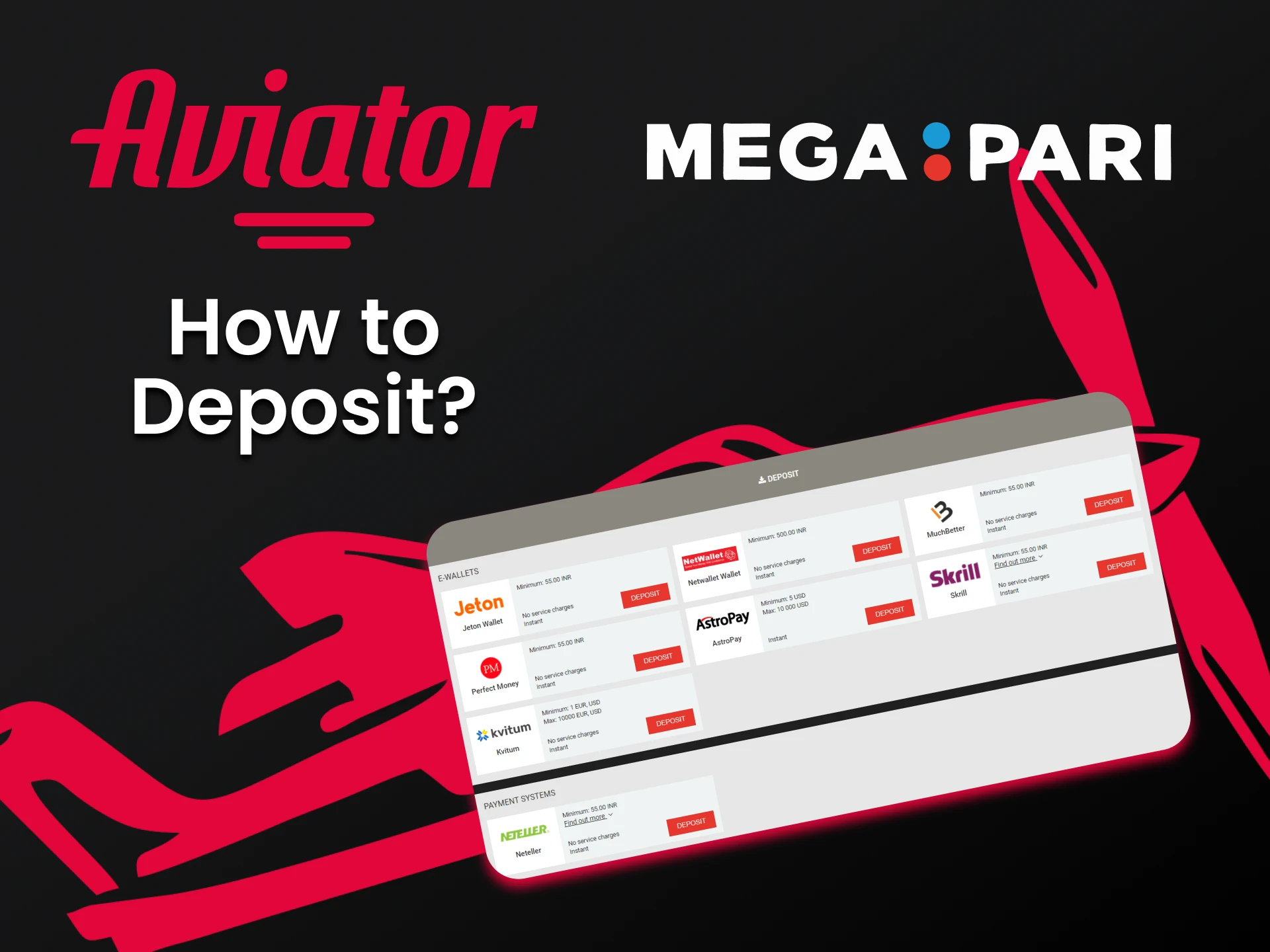 Choose a convenient way to replenish funds from Megapari.