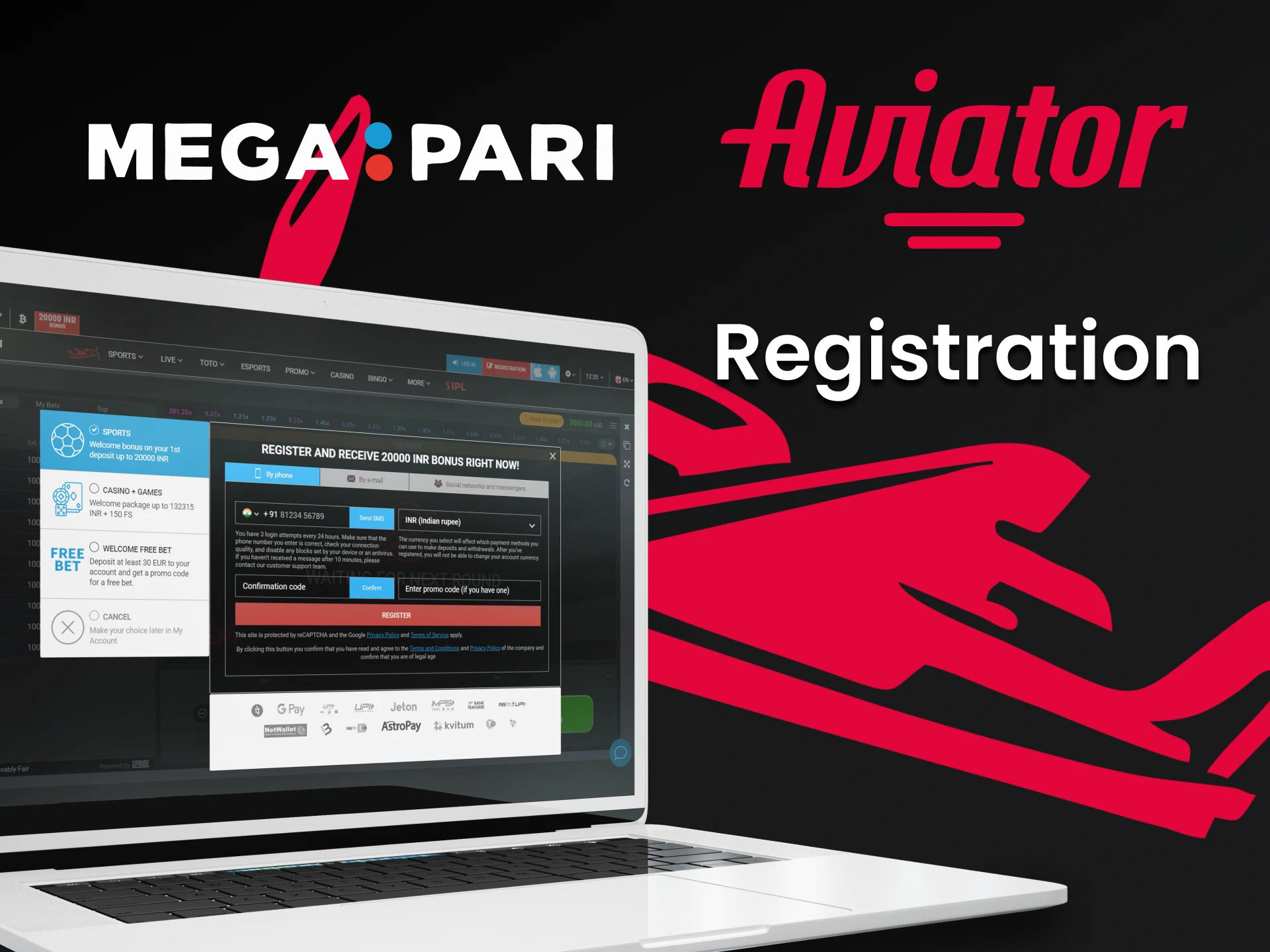 Register on the Megapari website to play Aviator.
