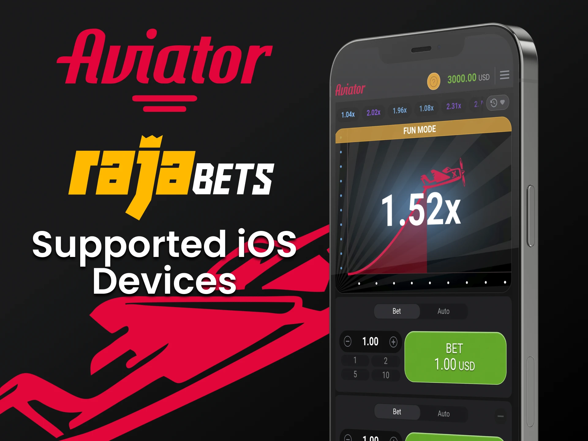 Use your iOS device to play Aviator by Rajabets.