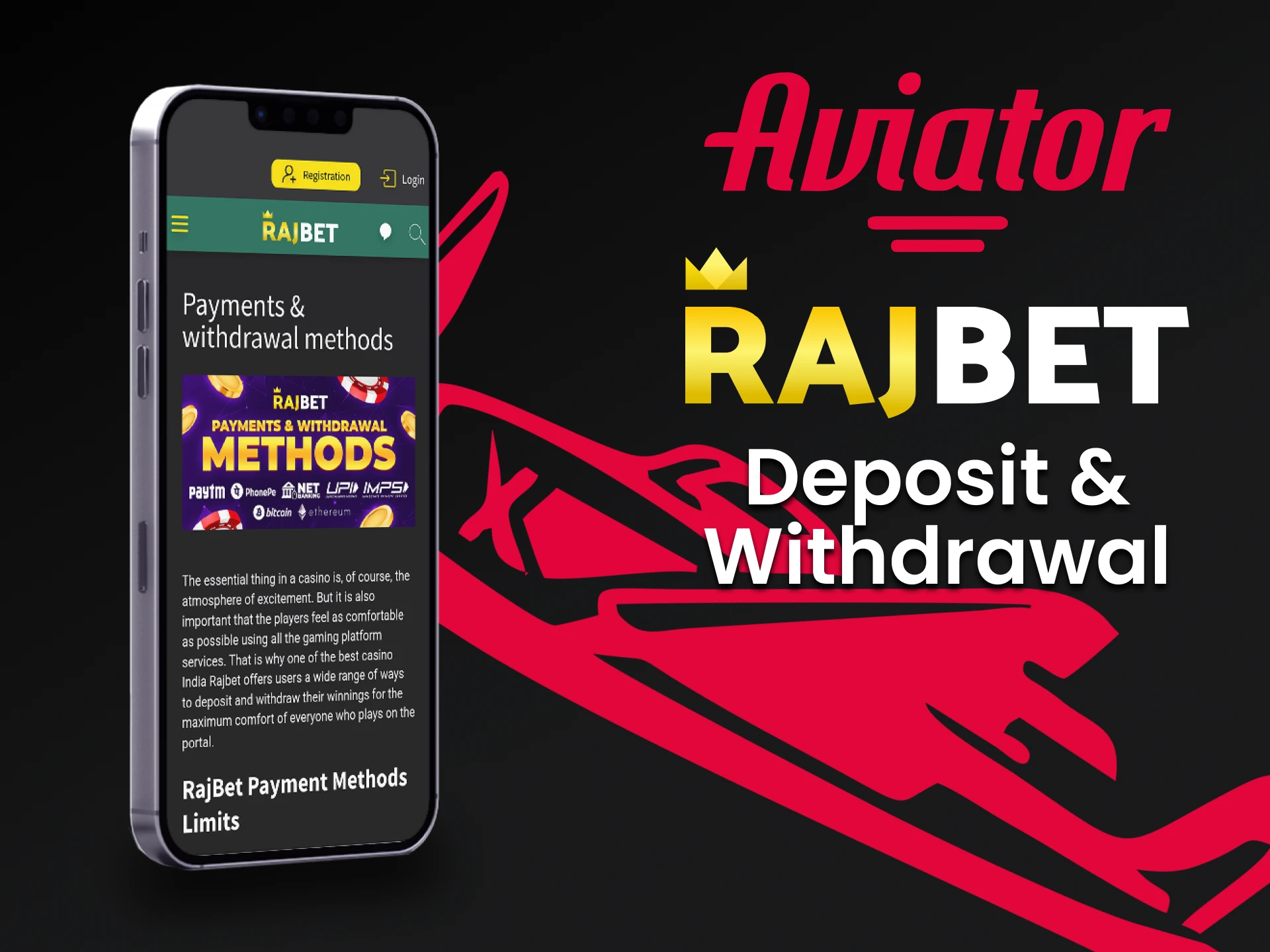 Deposite e retire dinheiro usando o aplicativo Rajbet.