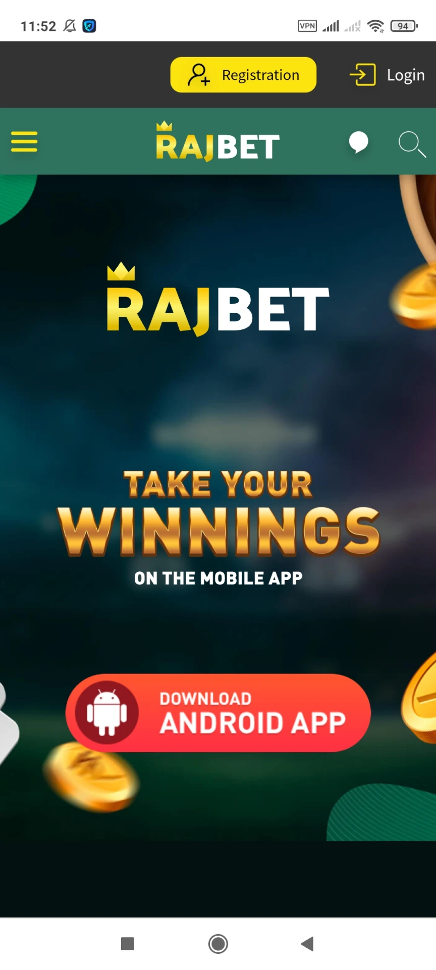 You need to start downloading the Rajbet app for Android.