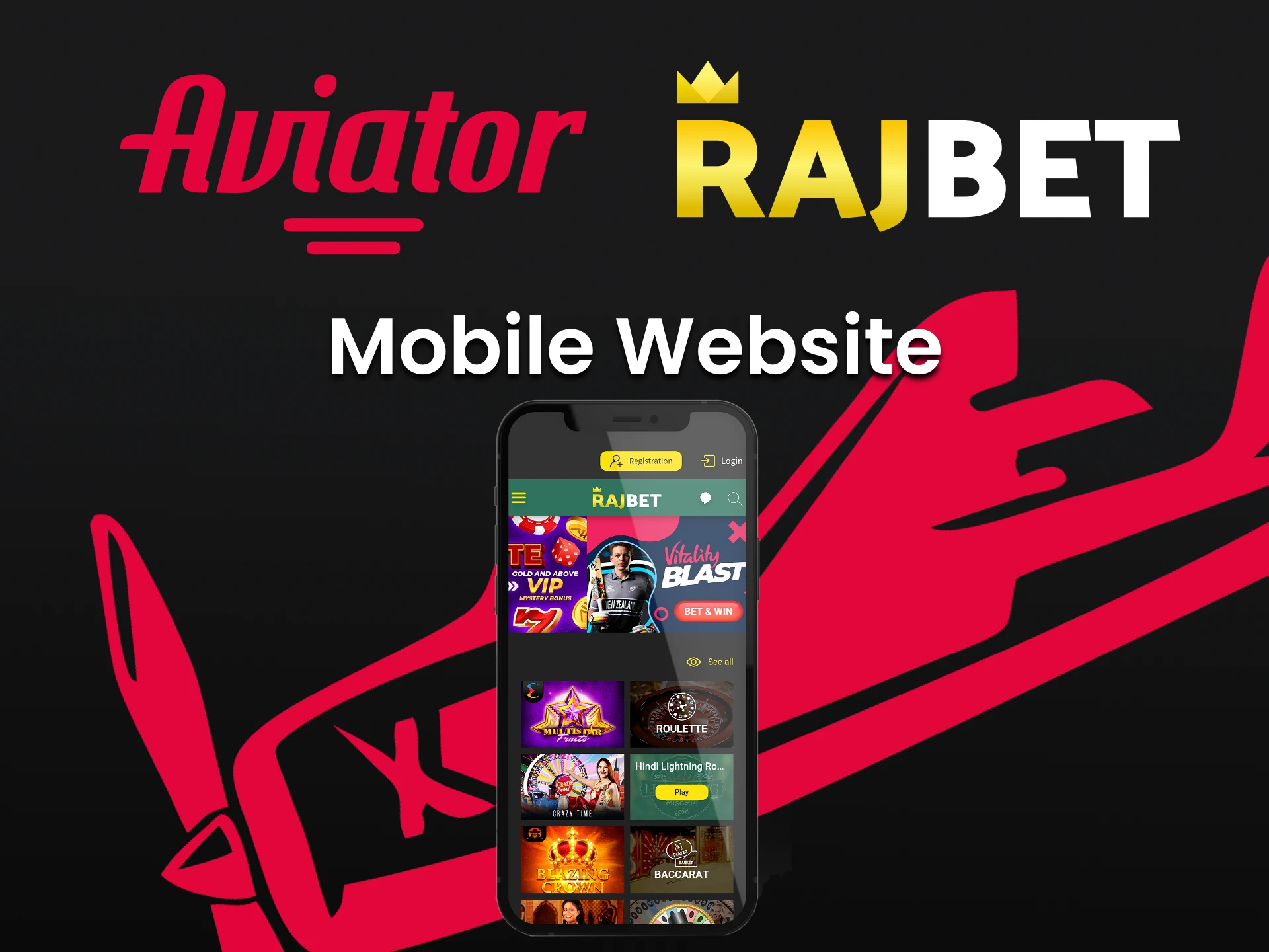Use your smartphone to visit the Rajbet service.