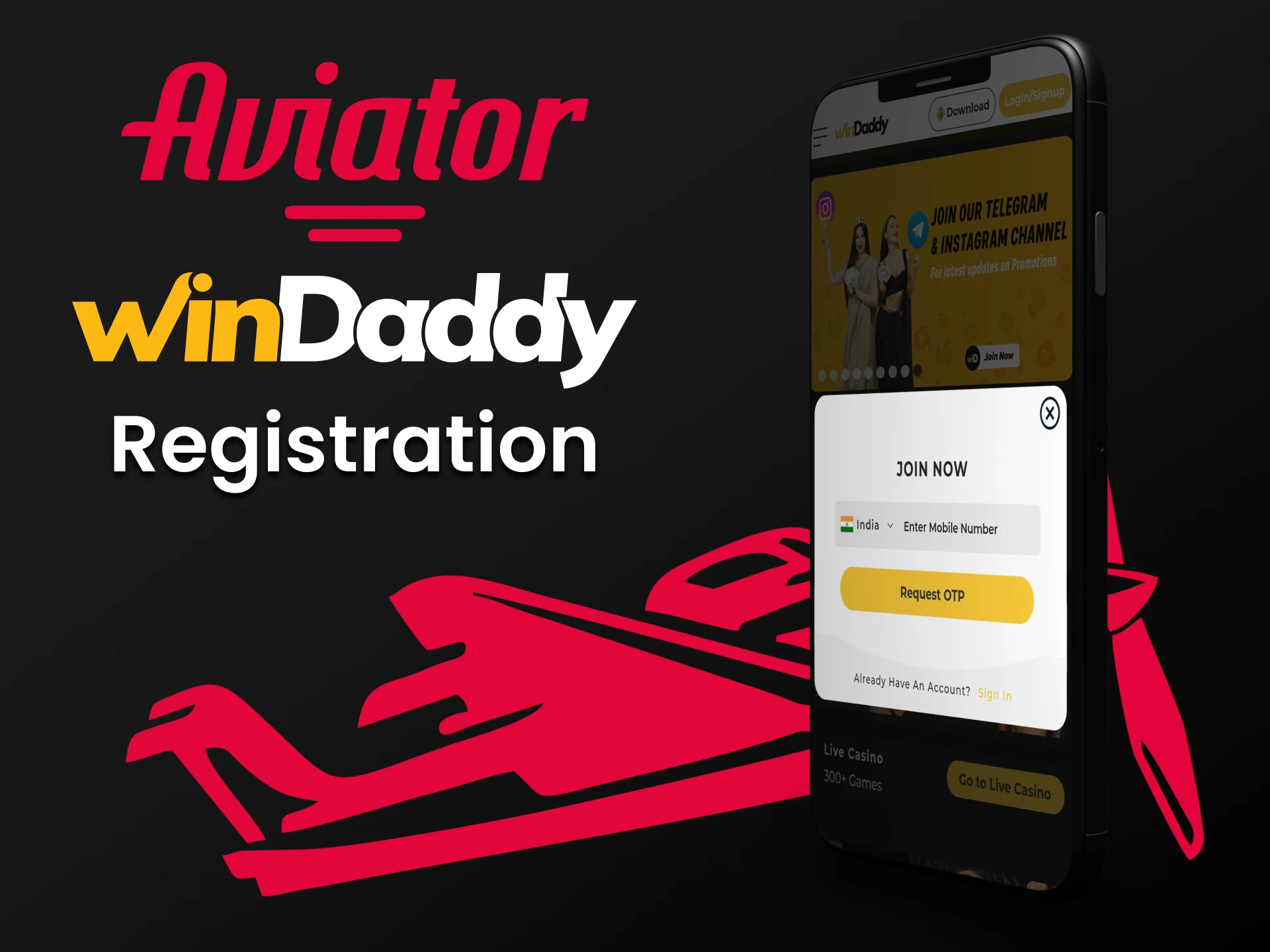 Registre-se no aplicativo WinDaddy para jogar Aviator.