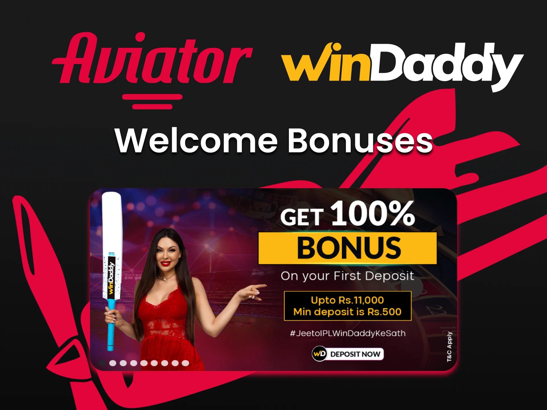 Get a welcome bonus from WinDaddy for the Aviator.