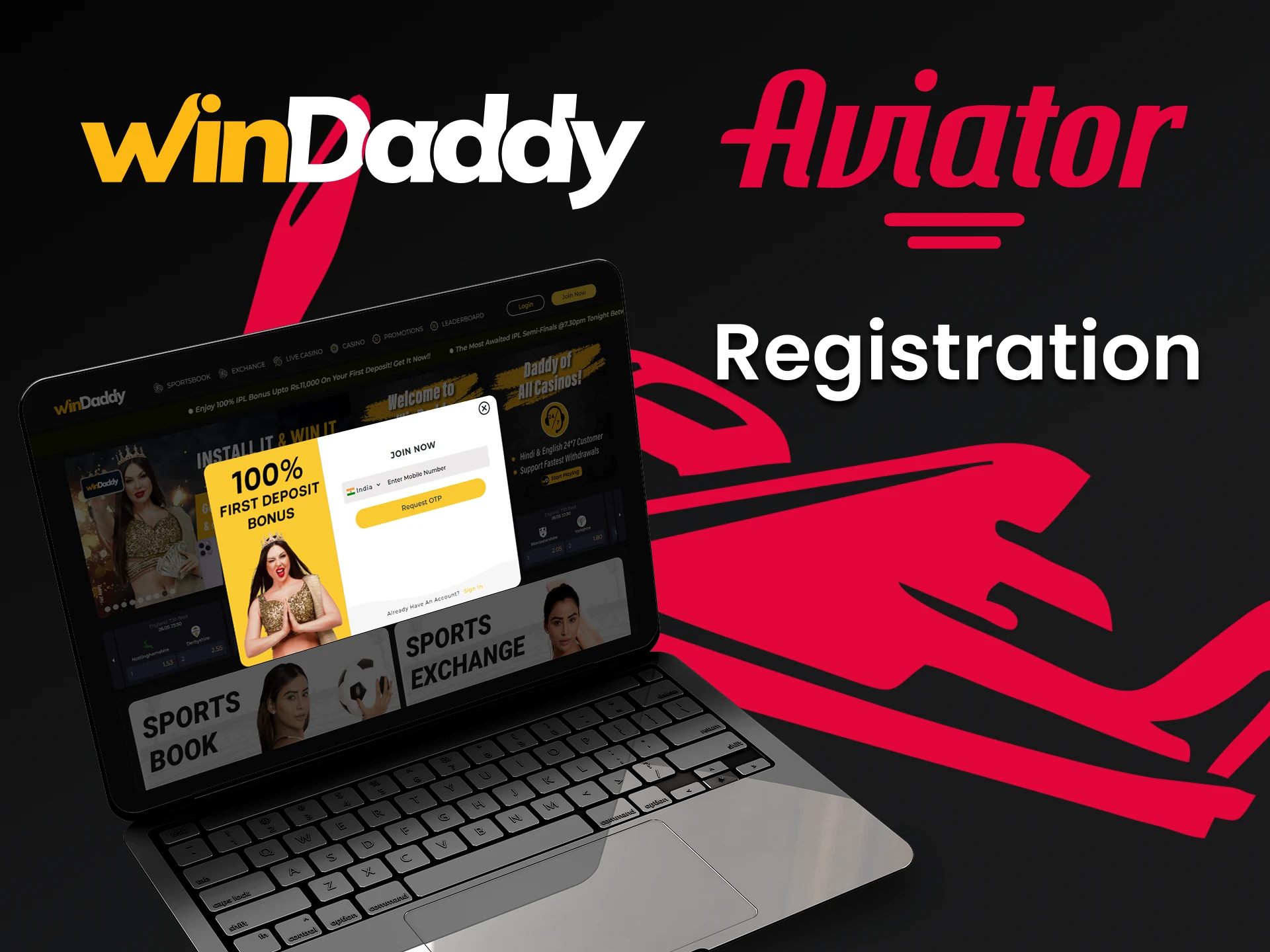 Create a WinDaddy account for Aviator.