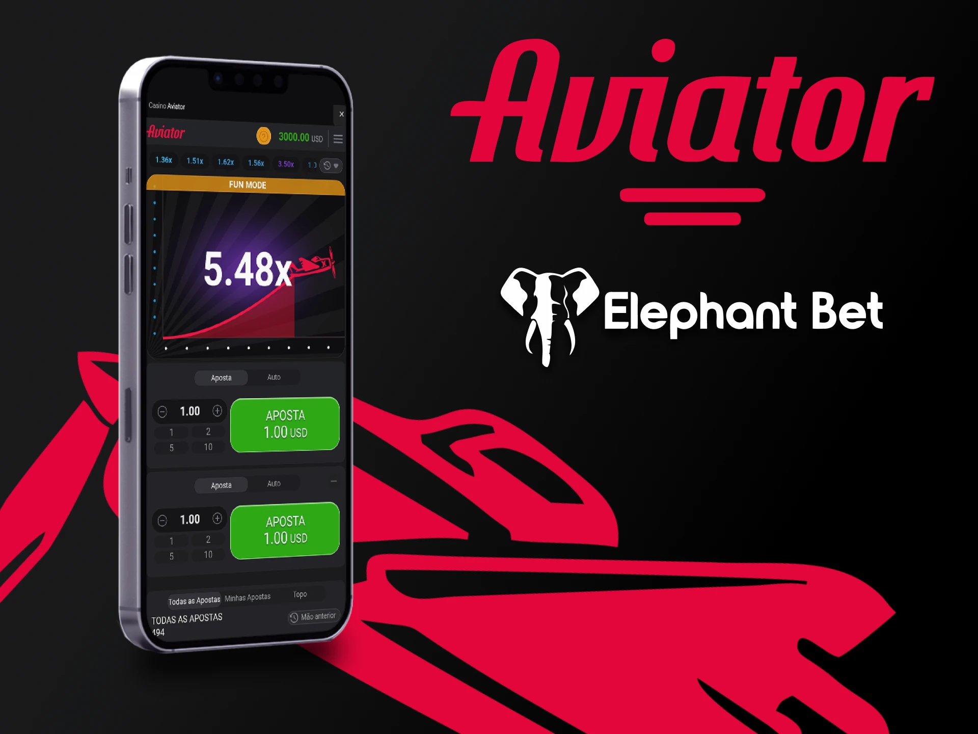 Jogue Aviator através do aplicativo Elephantbet.