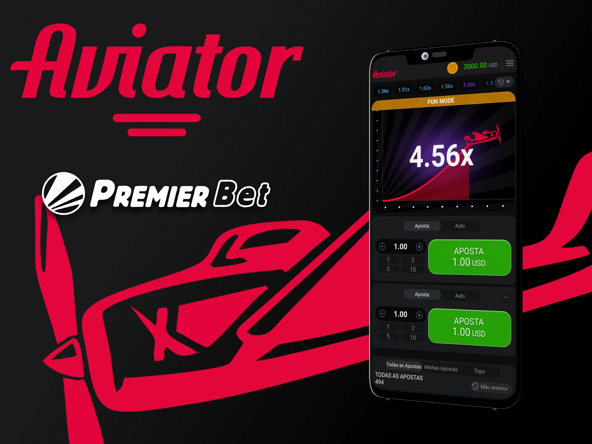 Jogue Aviator através do aplicativo Premierbet.