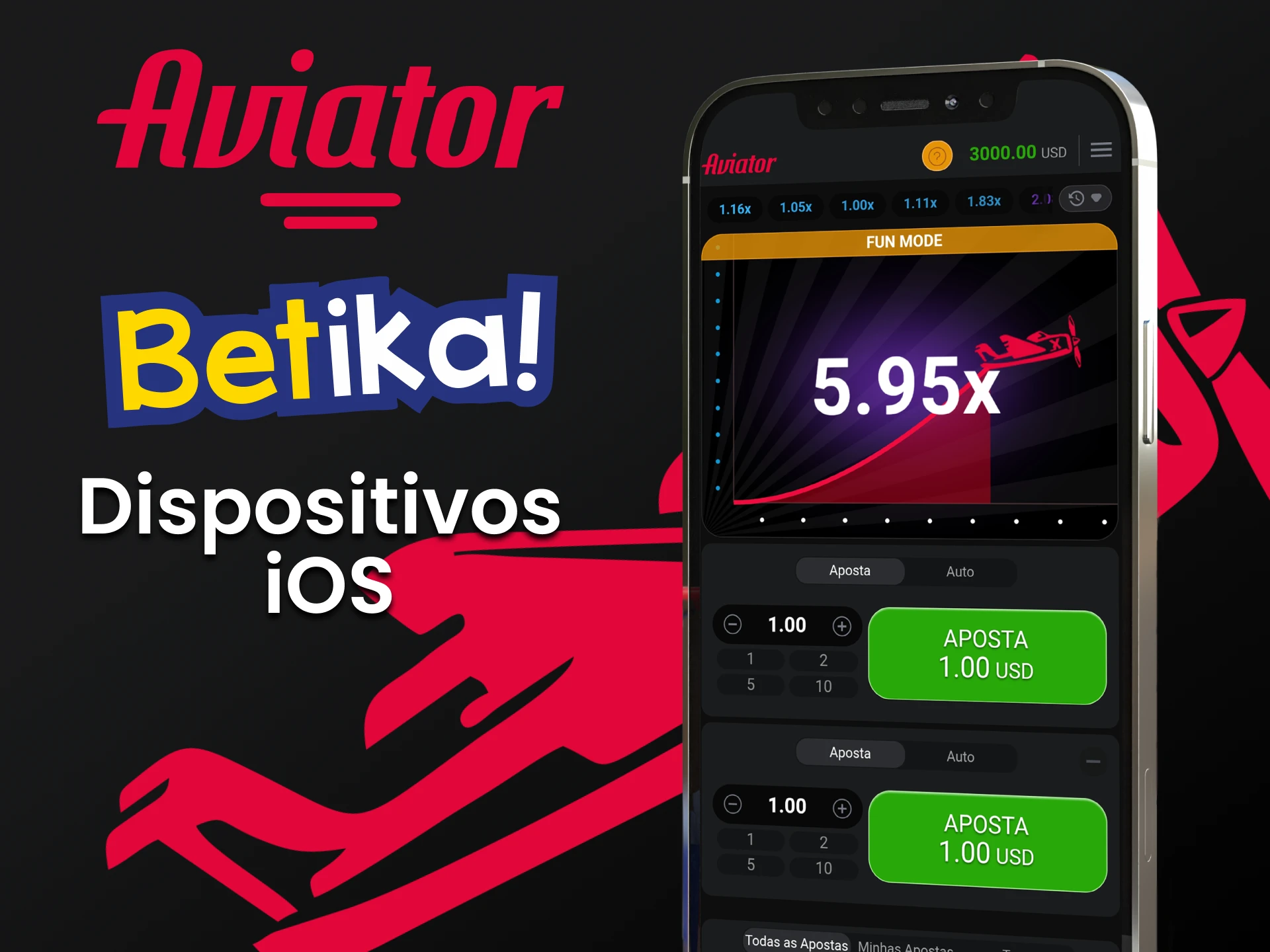 Jogue Aviator no seu dispositivo iOS no Betika.