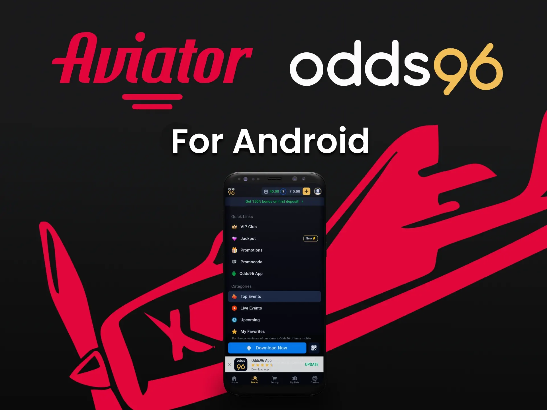 To play Aviator, install the Odds96 application on your Android device.