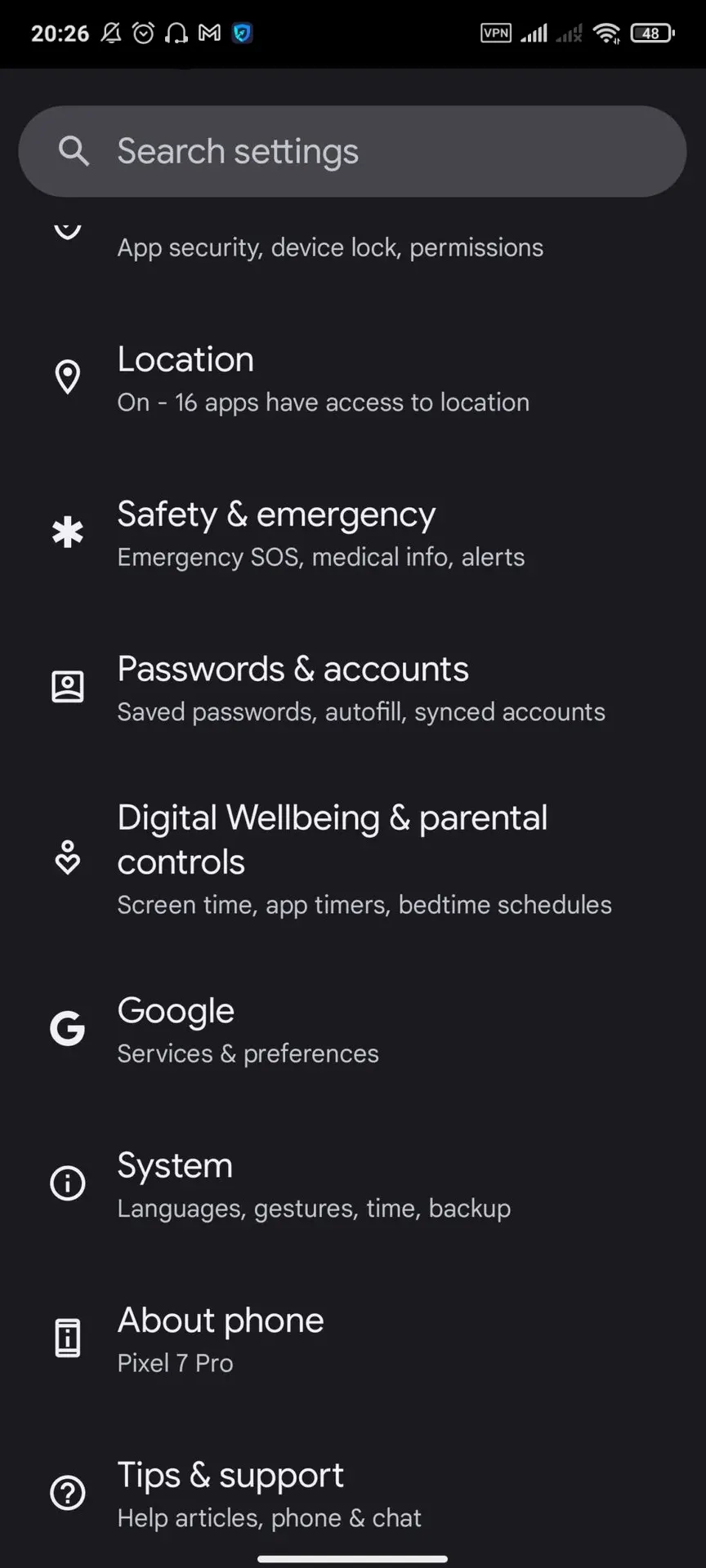 Go to the settings of your Android device.