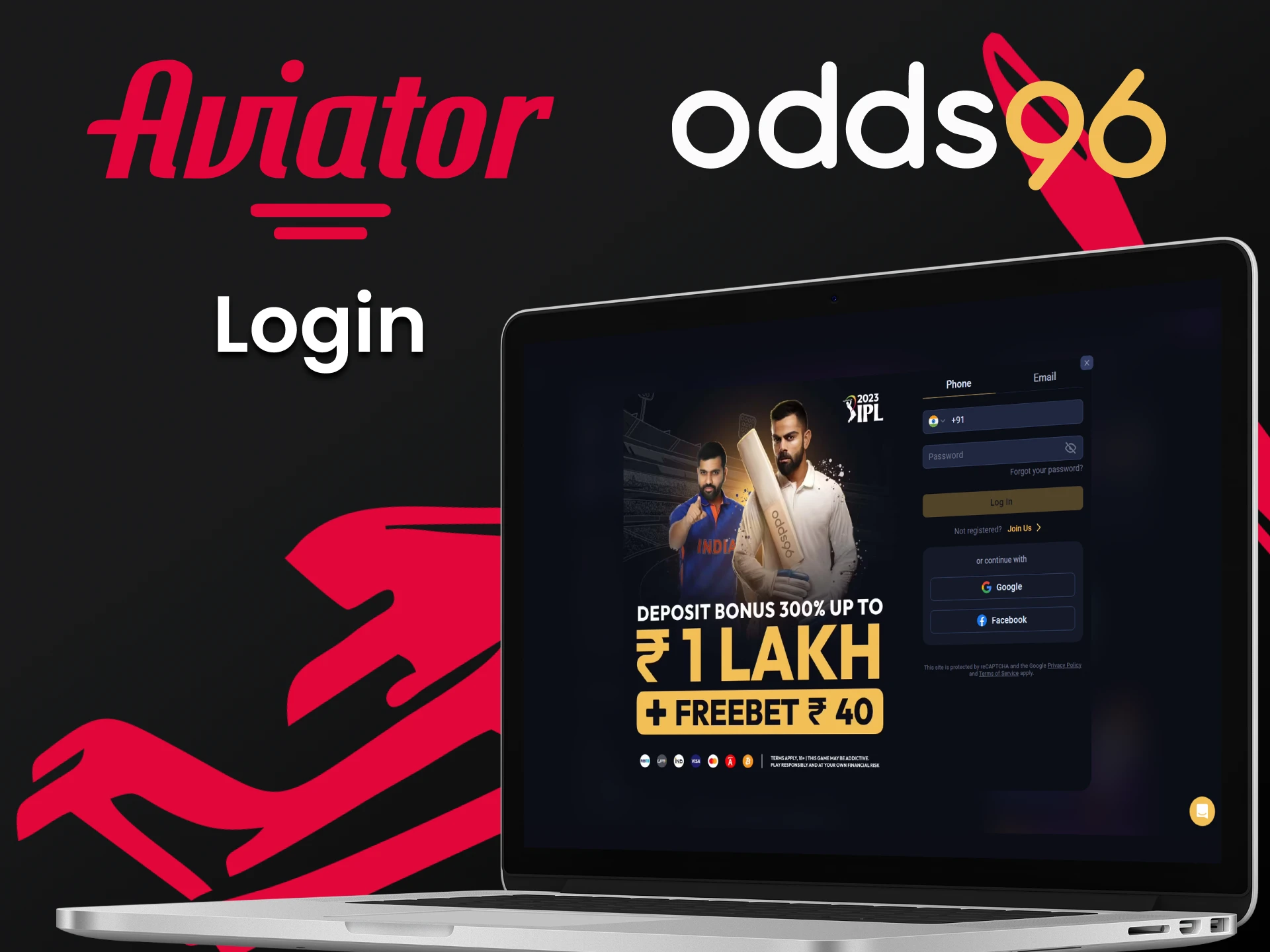 To play Aviator, log in to your personal Odds96 account.