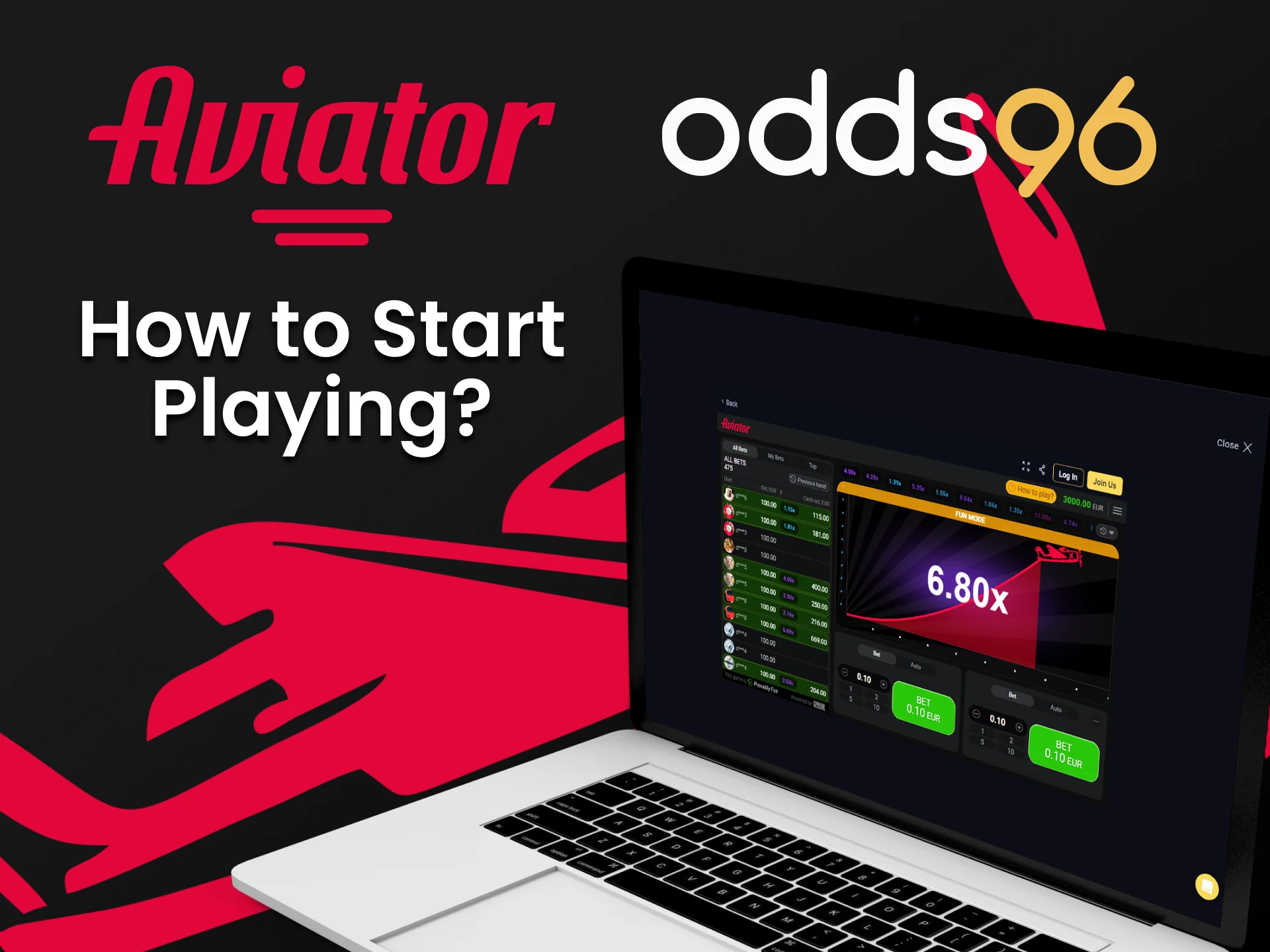 Choose the right section on Odds96 to play Aviator.