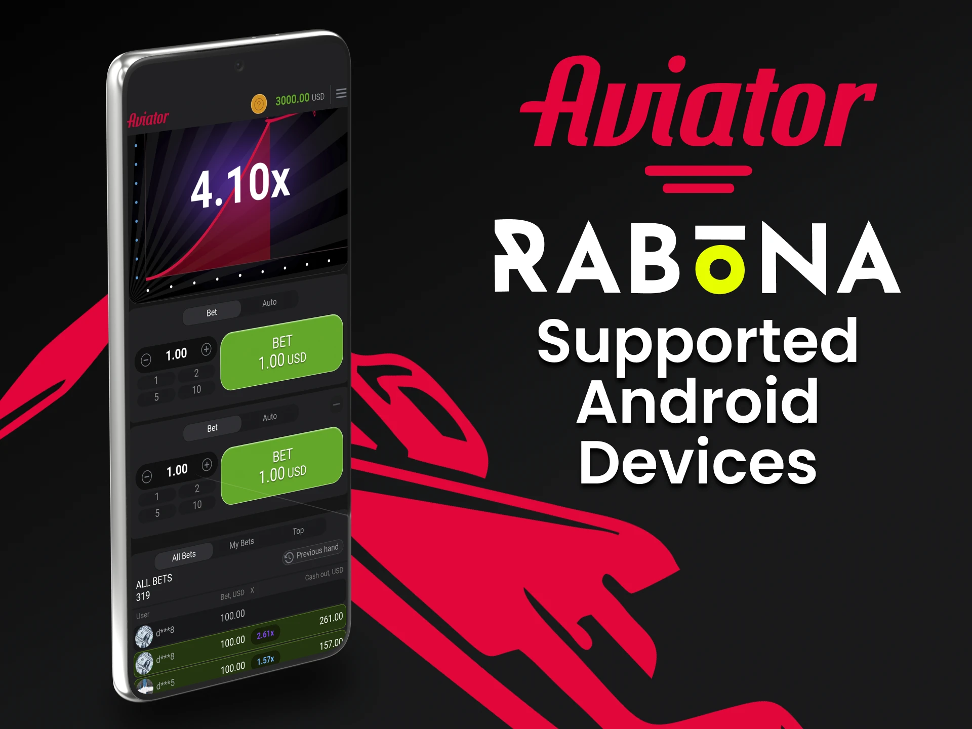 Jogue Aviator através do aplicativo Rabona para Android.