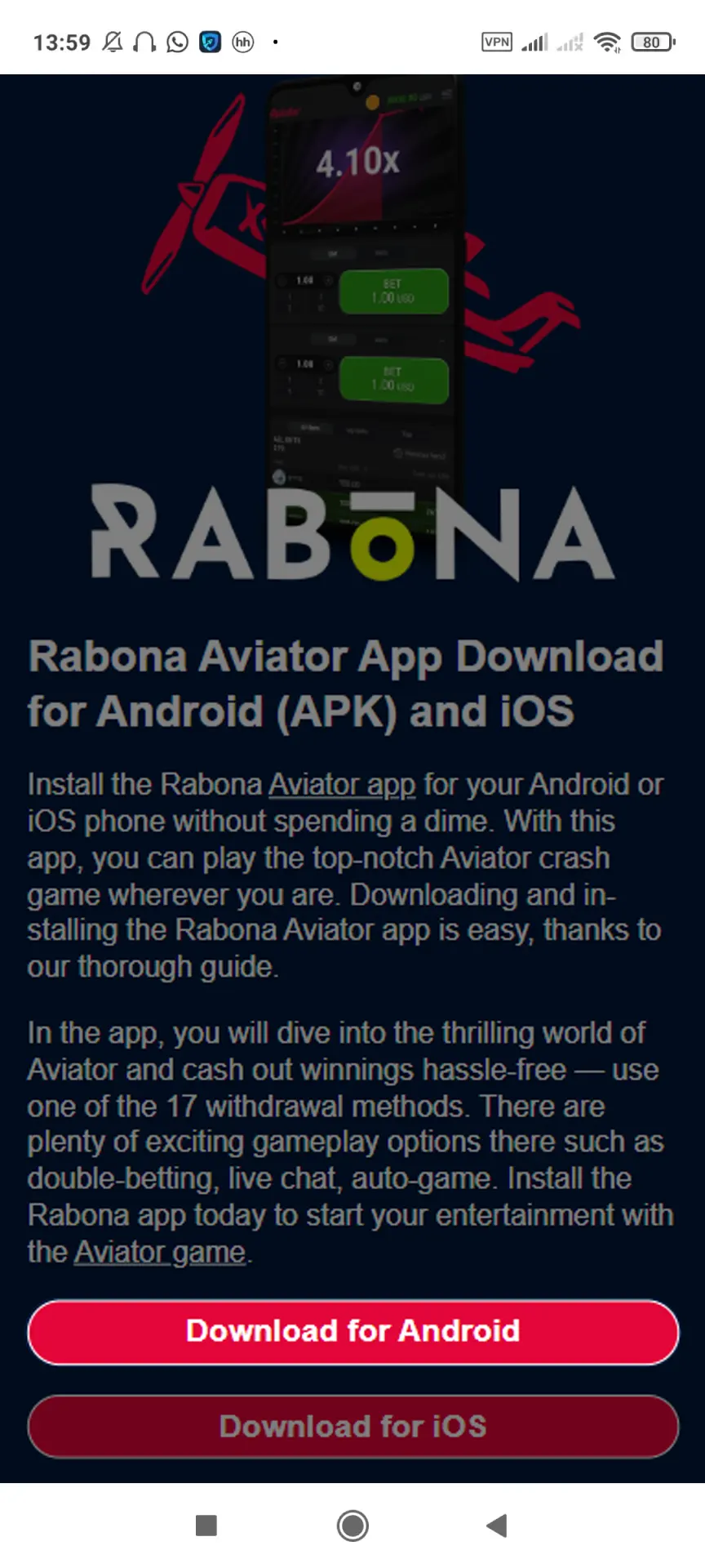 Enter on the Android app download page.
