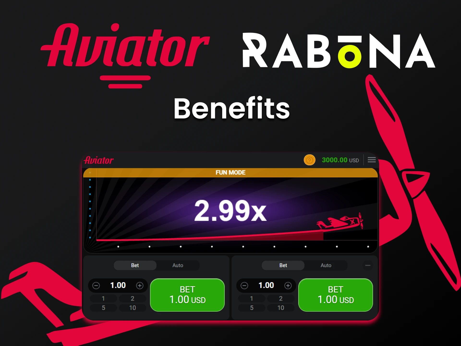 O serviço Rabona tem muitas vantagens para jogar Aviator.