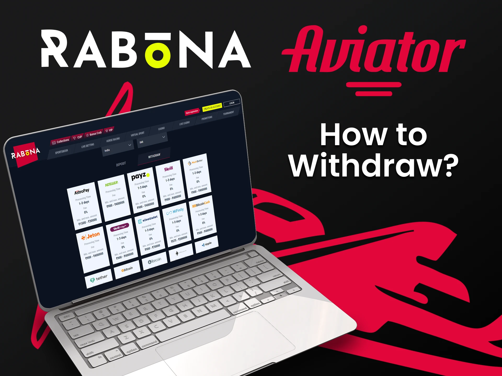 Choose a convenient way to withdraw funds from Rabona.