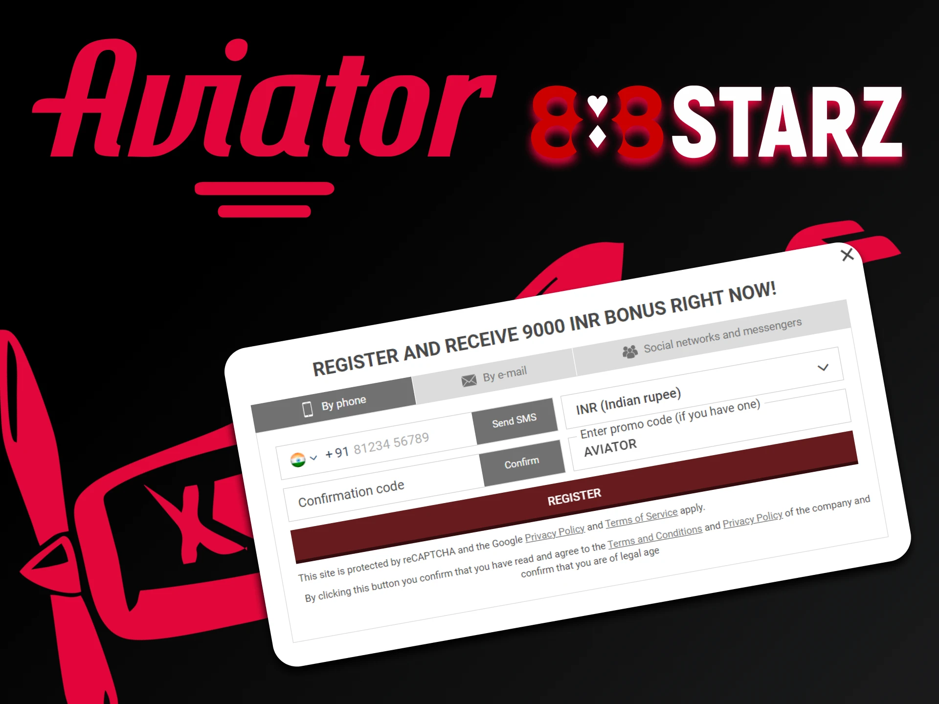 Go through the registration process on 888starz to play Aviator.