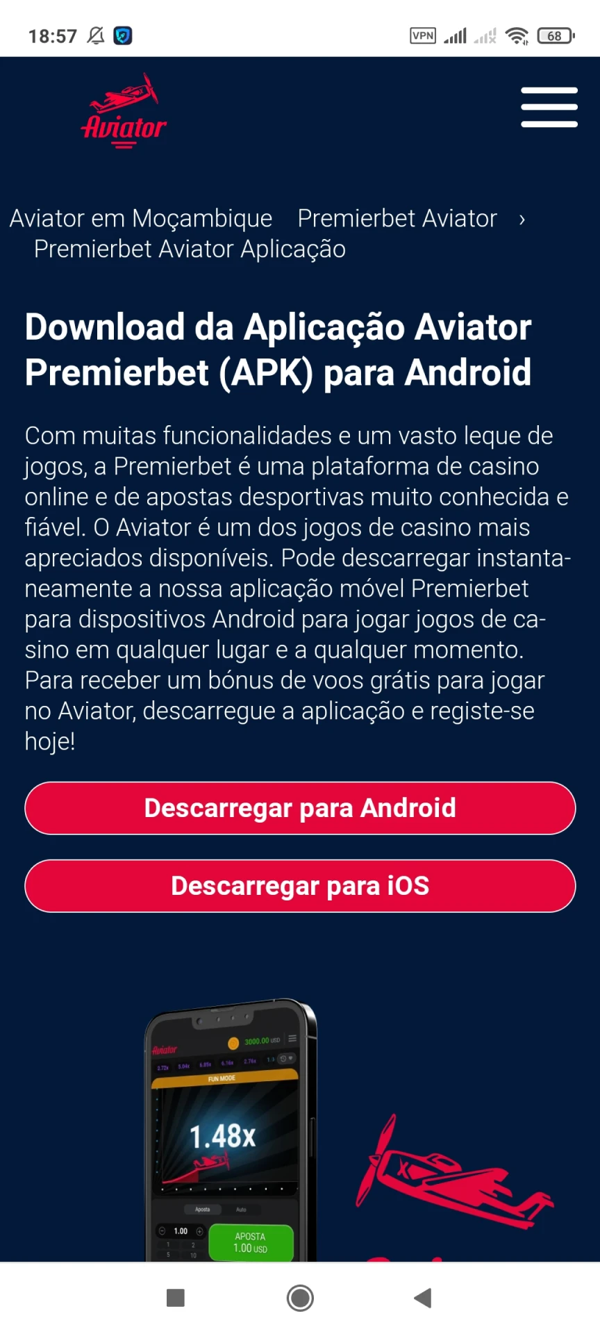Visite a página inicial da Premierbet para baixar o aplicativo Android.