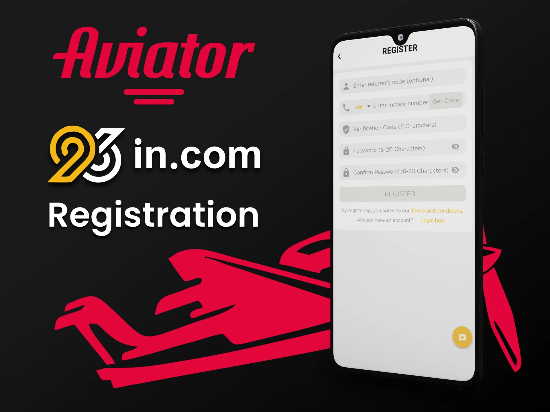 Register a personal account in the 96in app to play Aviator.