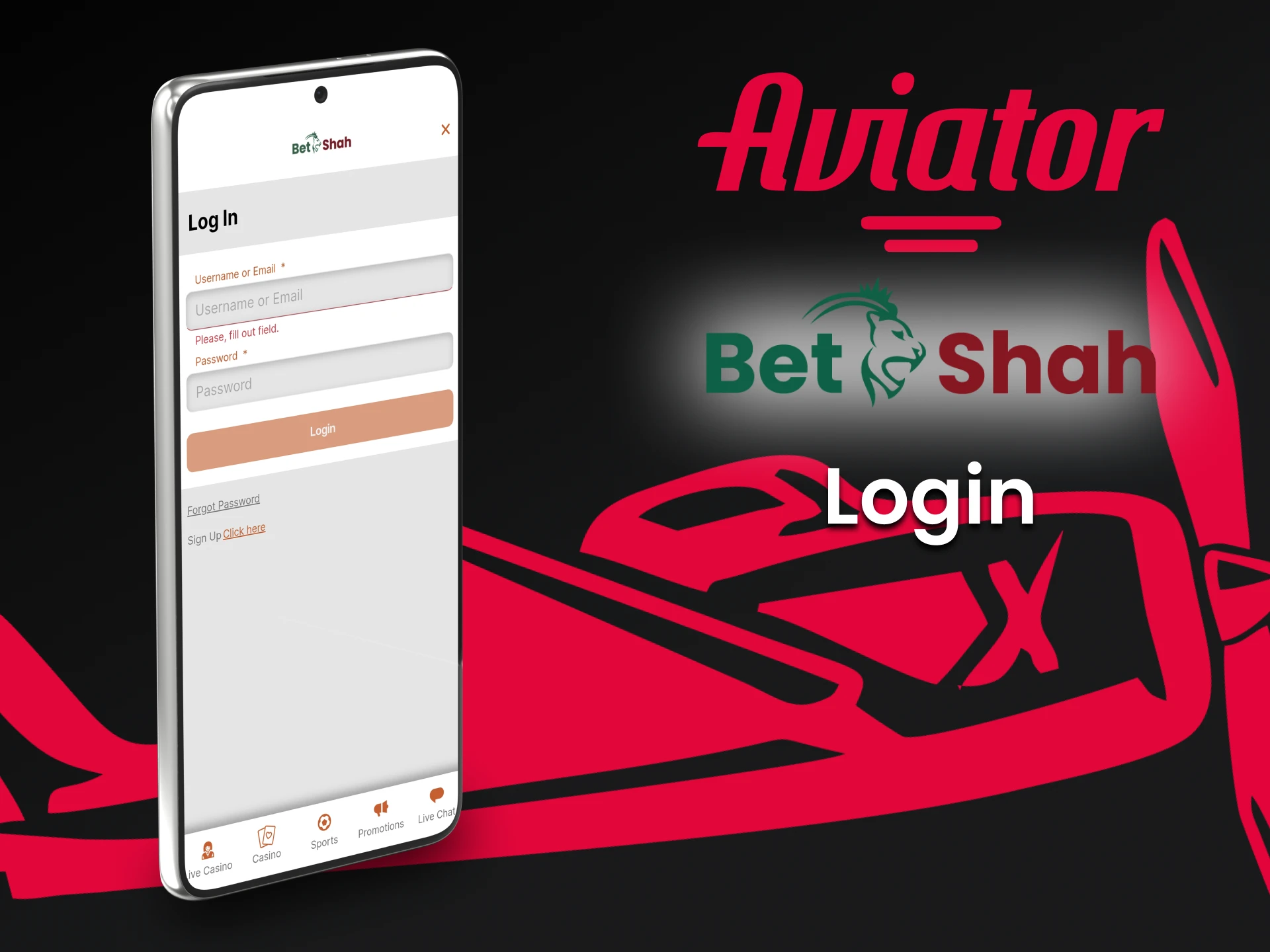 Log in to your personal account in the BetShah app to play Aviator.
