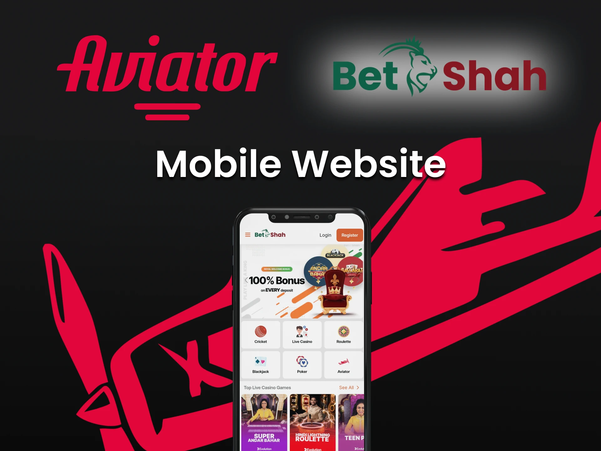 Visit the mobile site to play Aviator at BetShah.