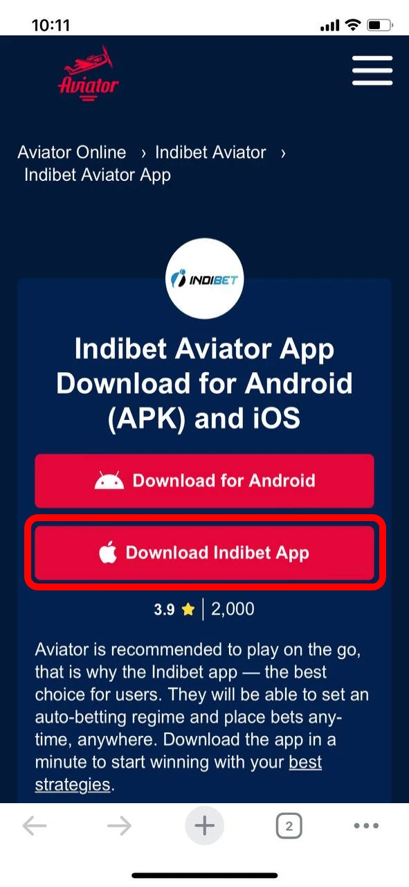 Go to the Indibet website to download the app.