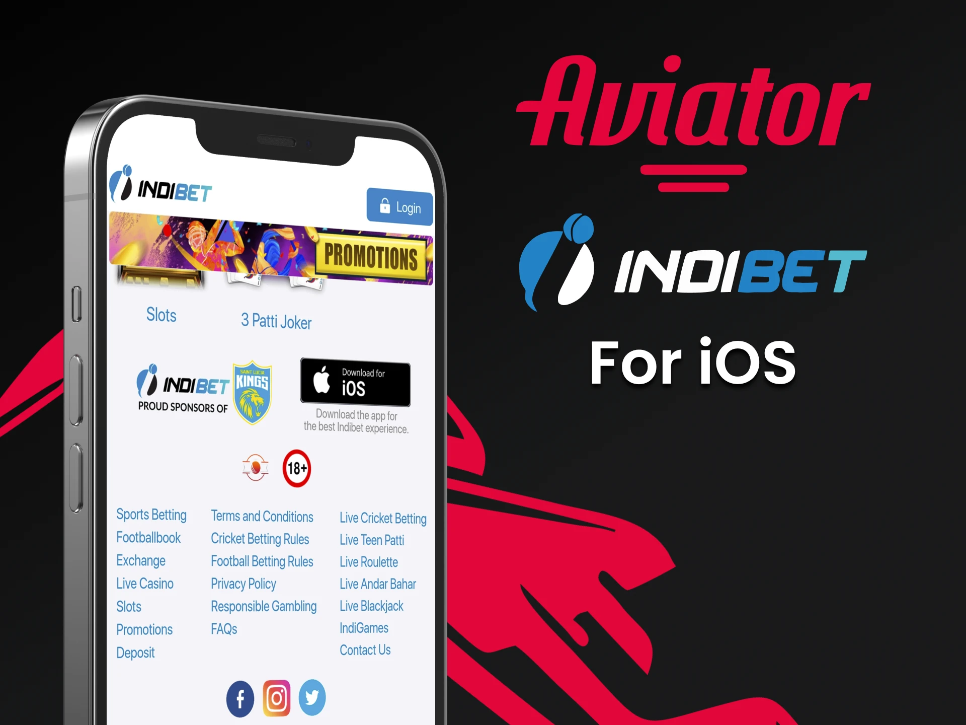 Download the Indibet iOS app to play Aviator.