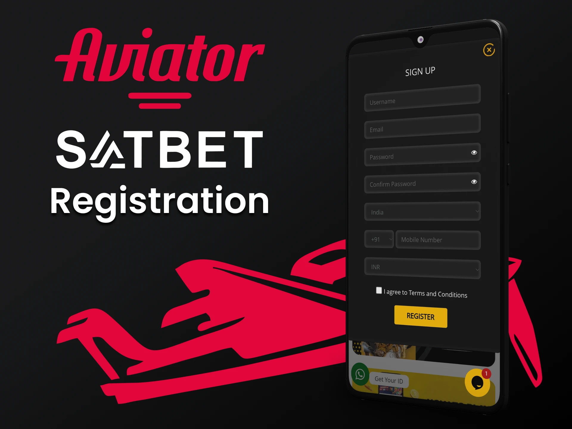 Register on Satbet through the application.
