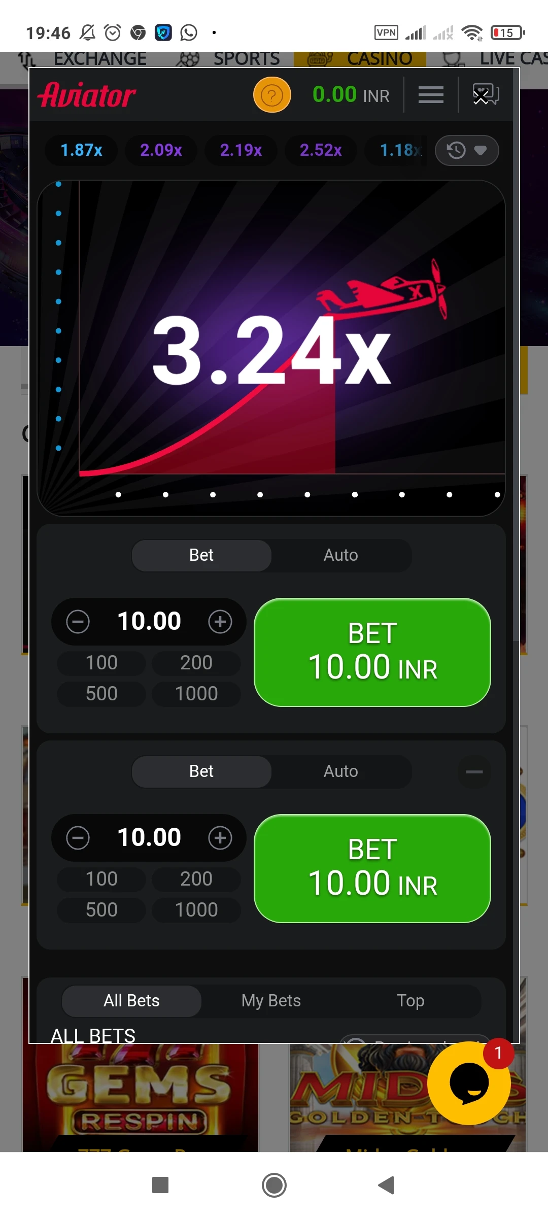 Visit the page with the game Aviator in the Satbet application.