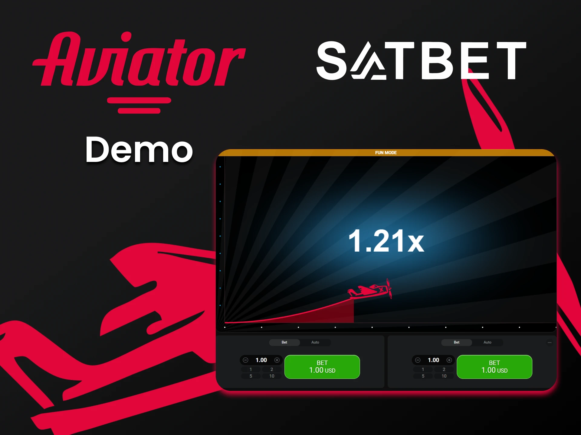 Train in the demo version of the game Aviator on Satbet.