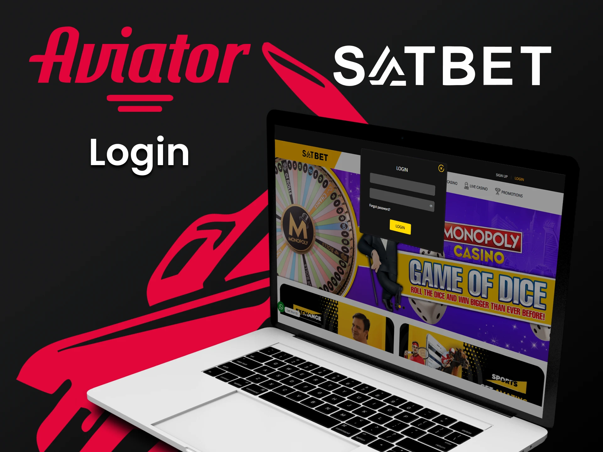 Login to your Satbet account to play Aviator.