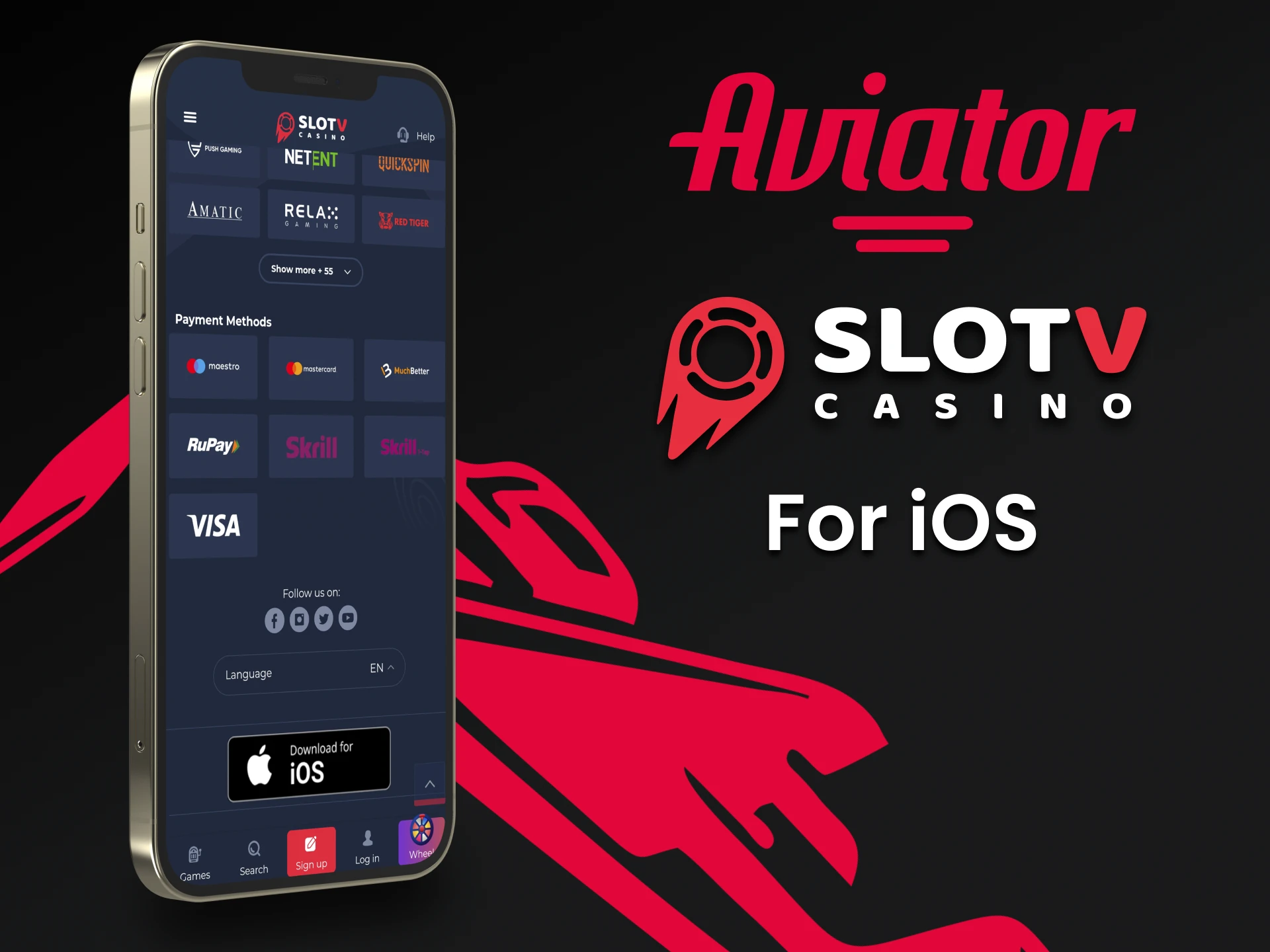 Install SlotV app for iOS to play Aviator.