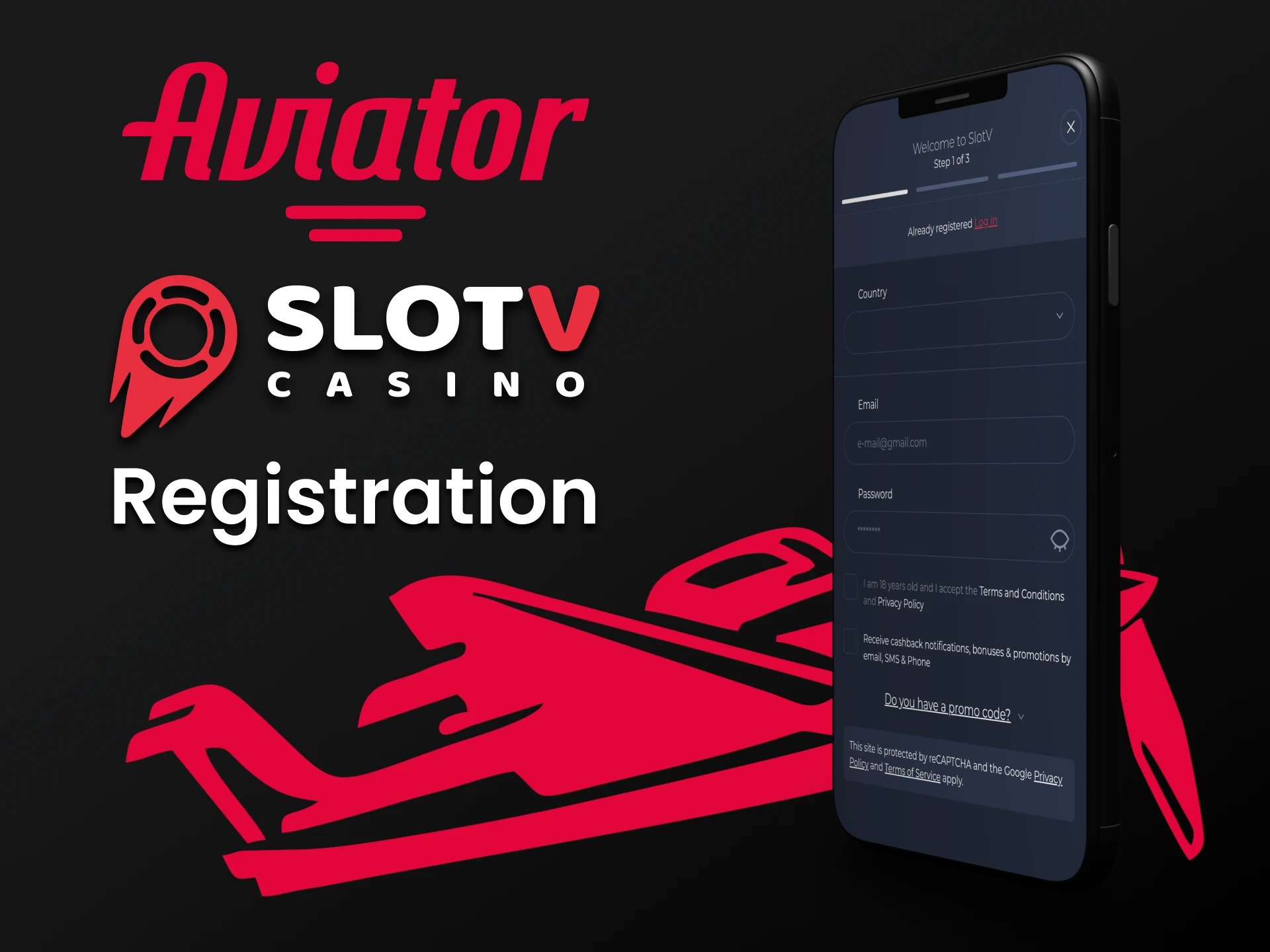 Register directly on your phone to play Aviator on SlotV.
