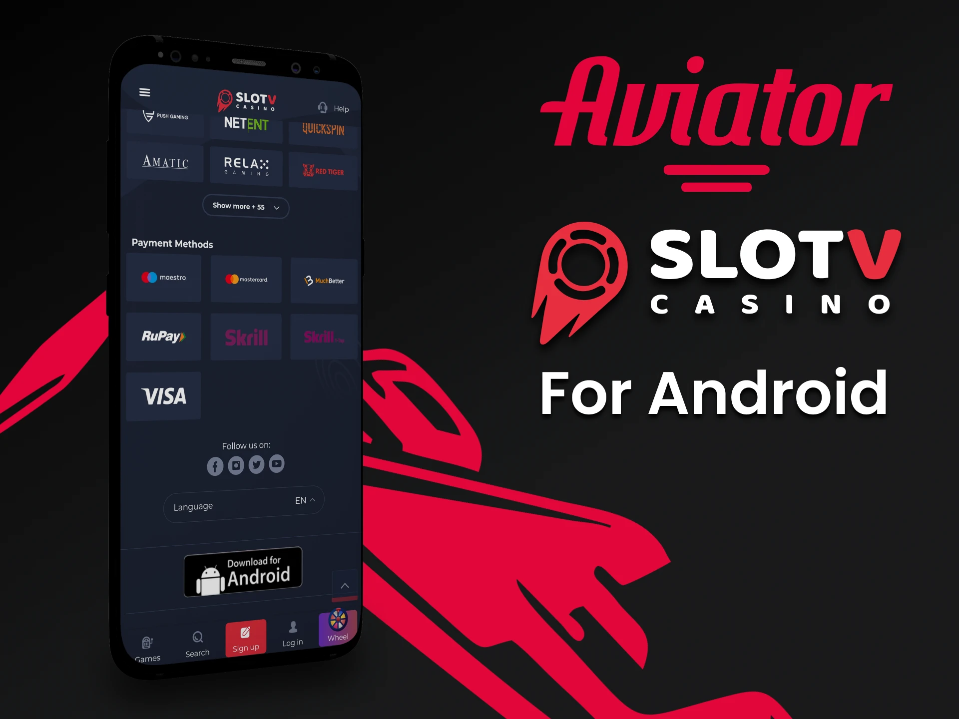 Install the SlotV app on Android to play Aviator.