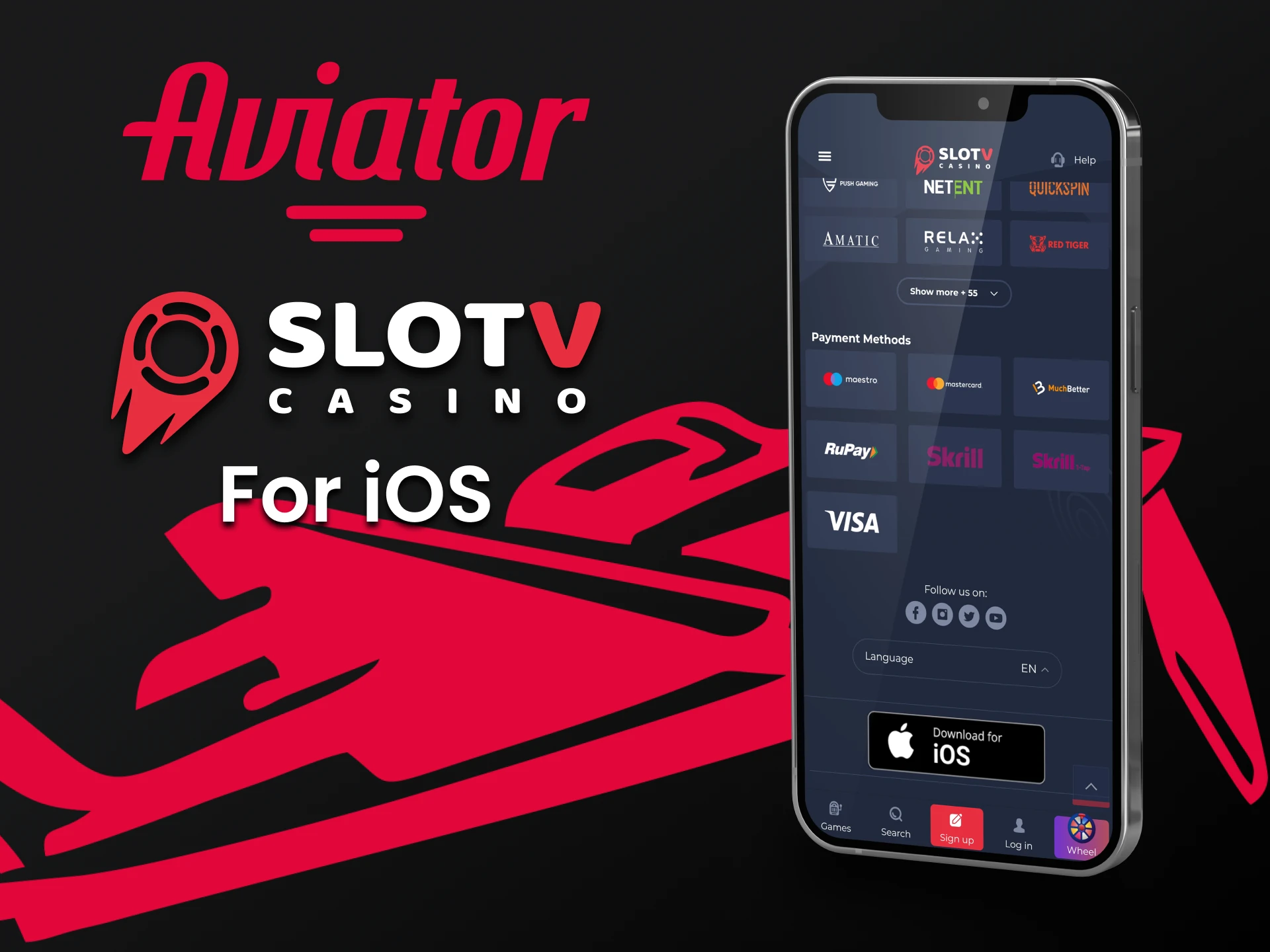 Install the SlotV app on iOS to play Aviator.