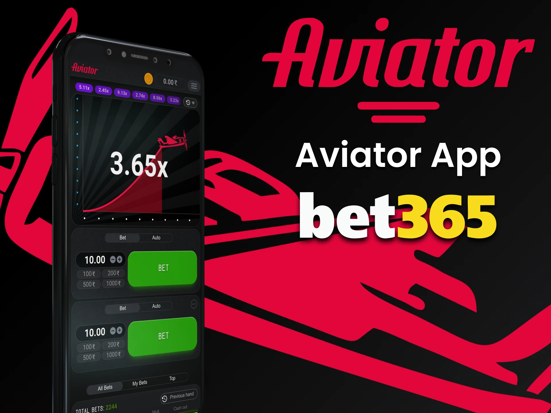 Play the Aviator game with the Bet365 app.