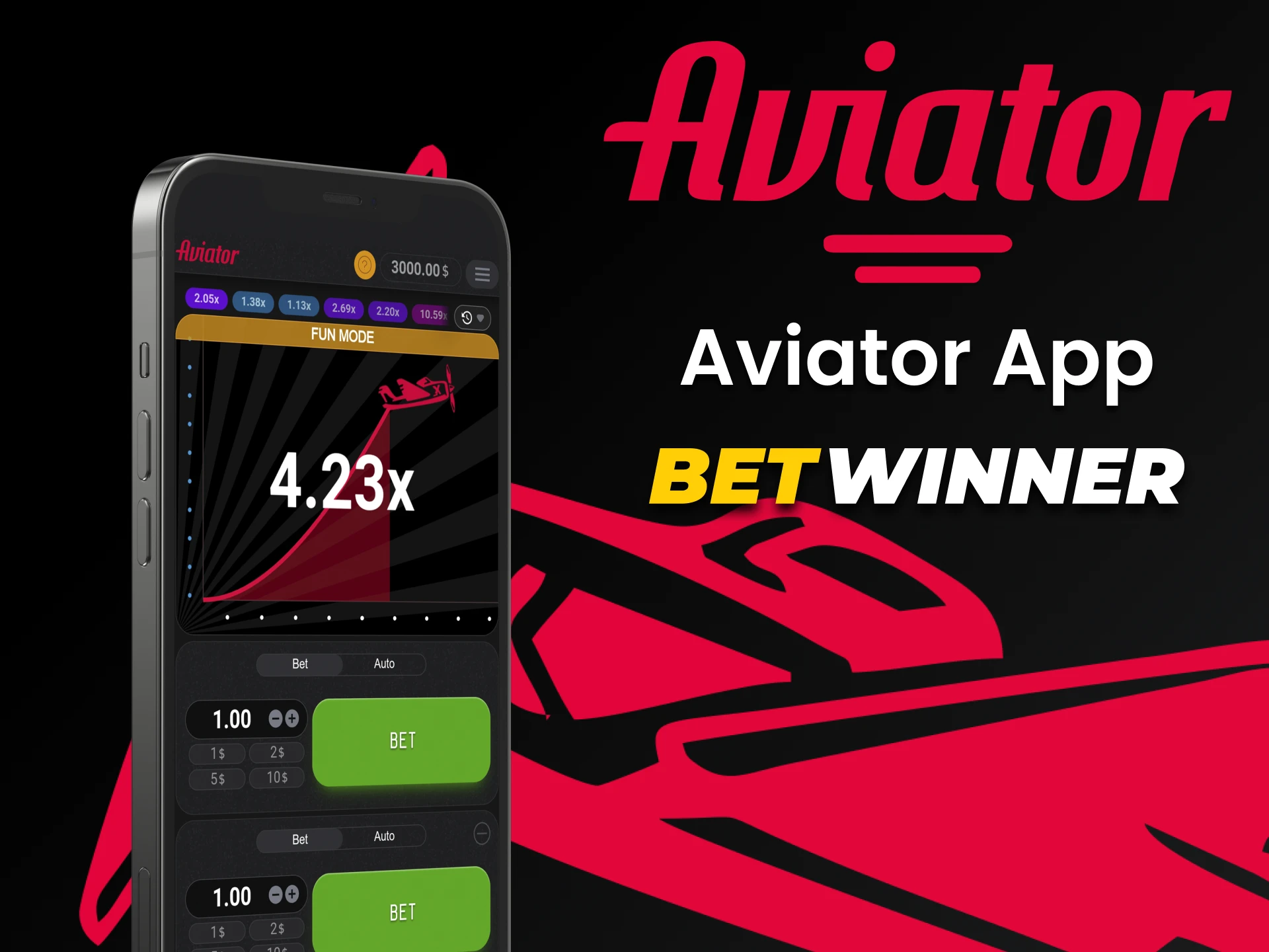 Play Aviator with the app from Betwinner.