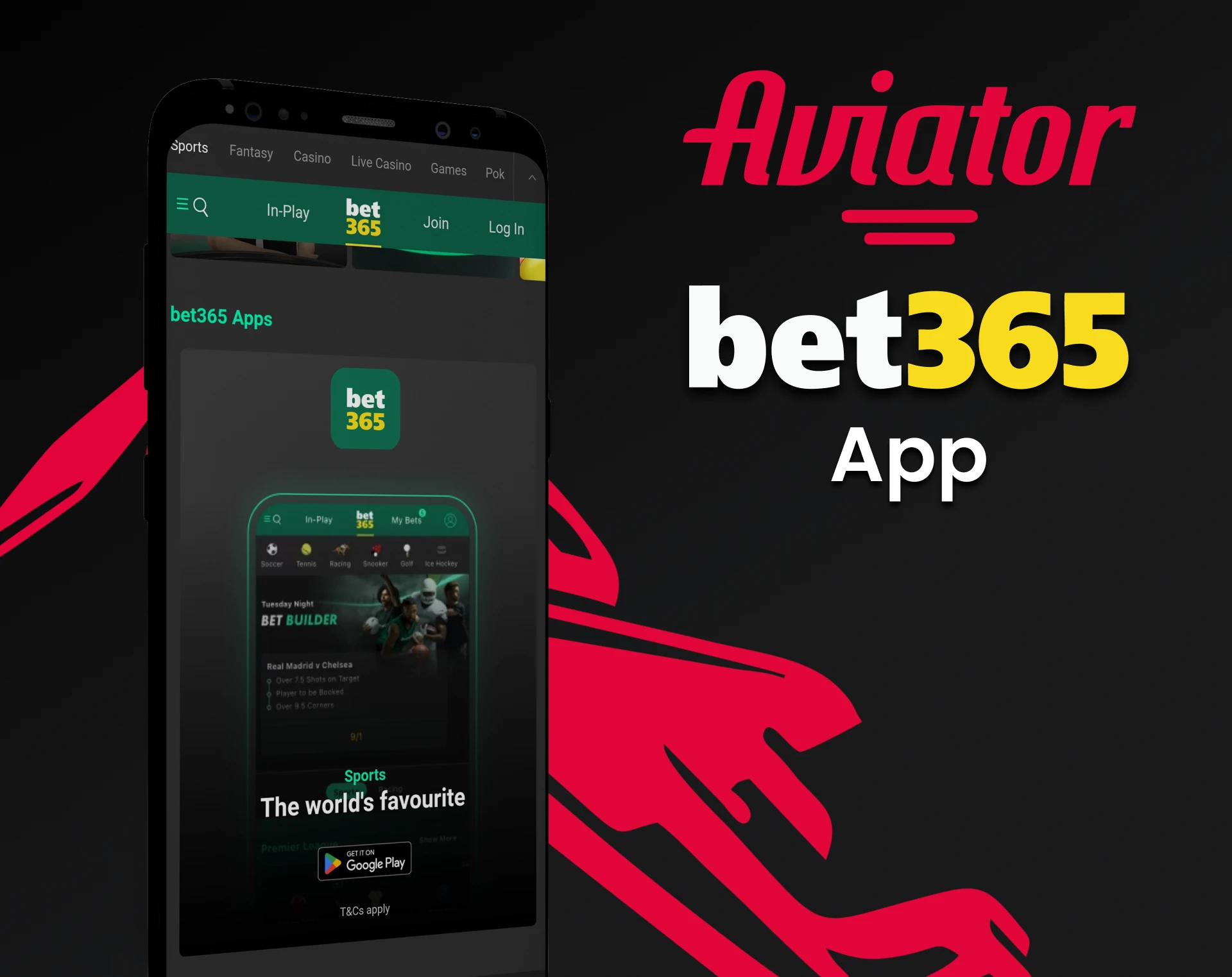 To play Aviator you can use the Bet365 application.