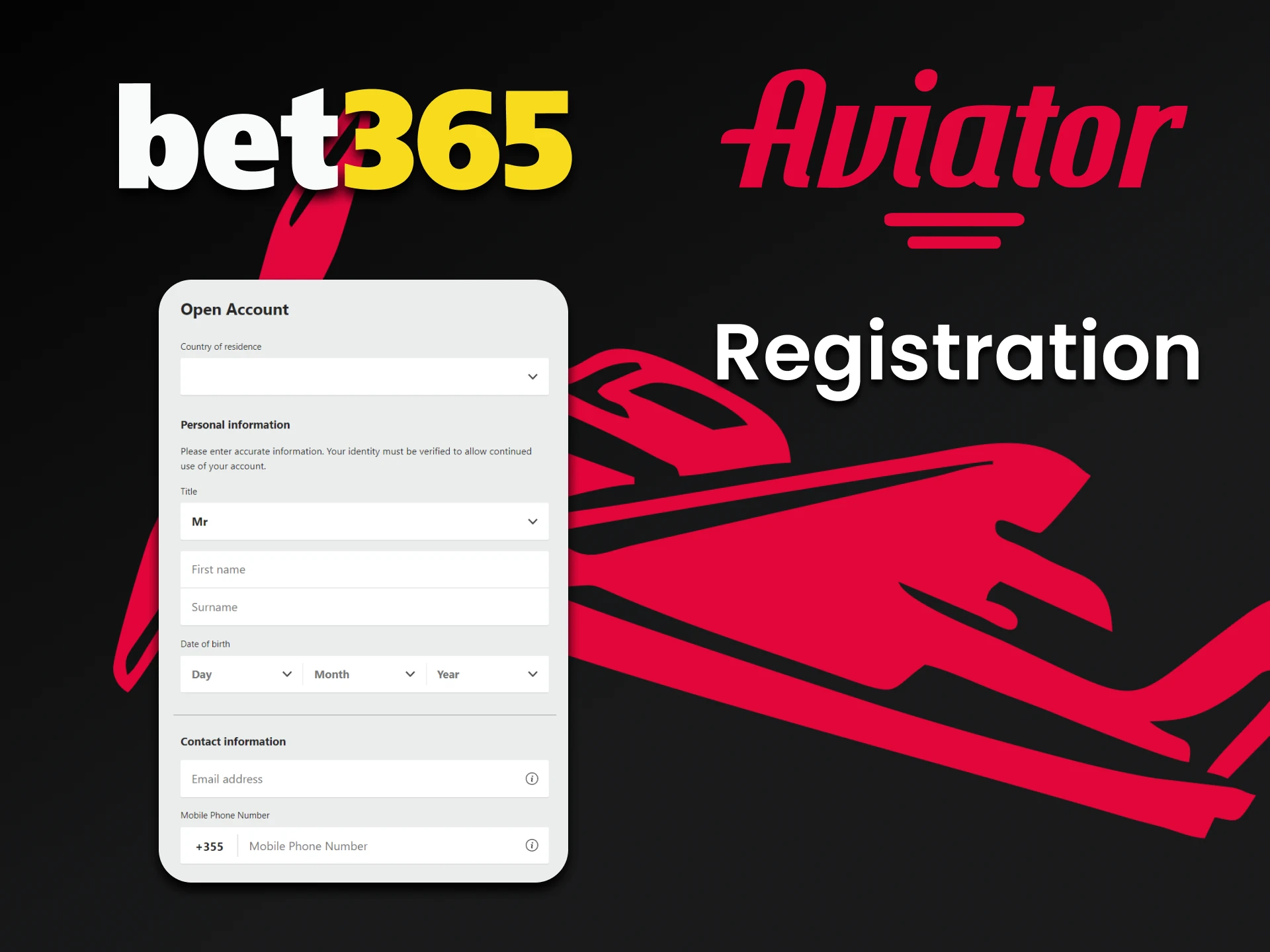 Register at Bet365 to play Aviator.