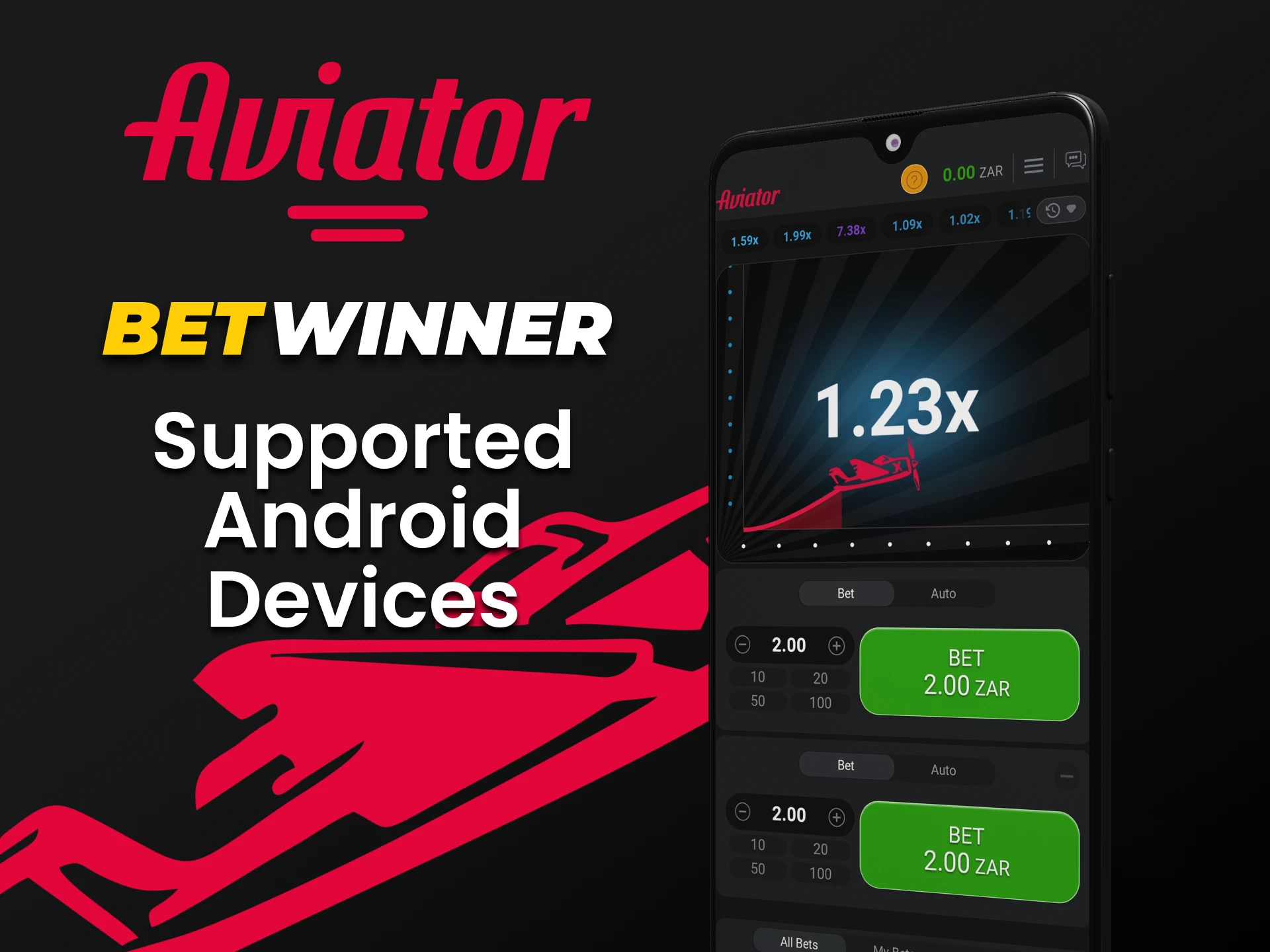 Play Aviator through the Betwinner app for Android.