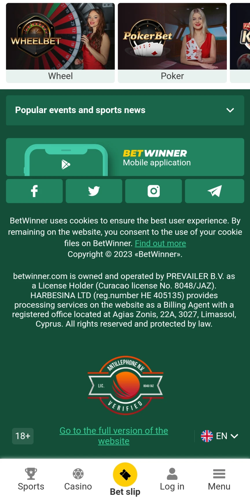 Click on the button to go to download the Betwinner application for iOS.