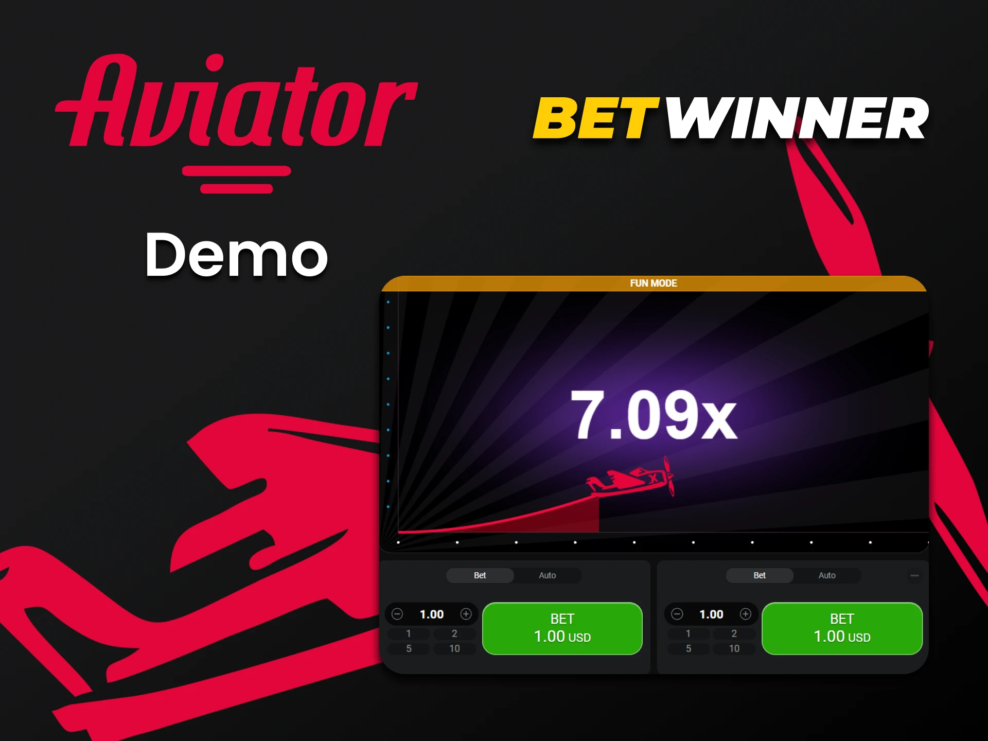 Practice in the demo version of the Aviator game on Betwinner.