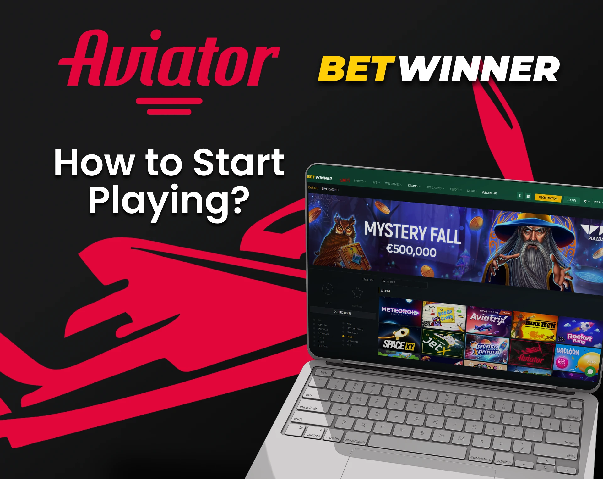 Go to the desired section on Betwinner to play Aviator.