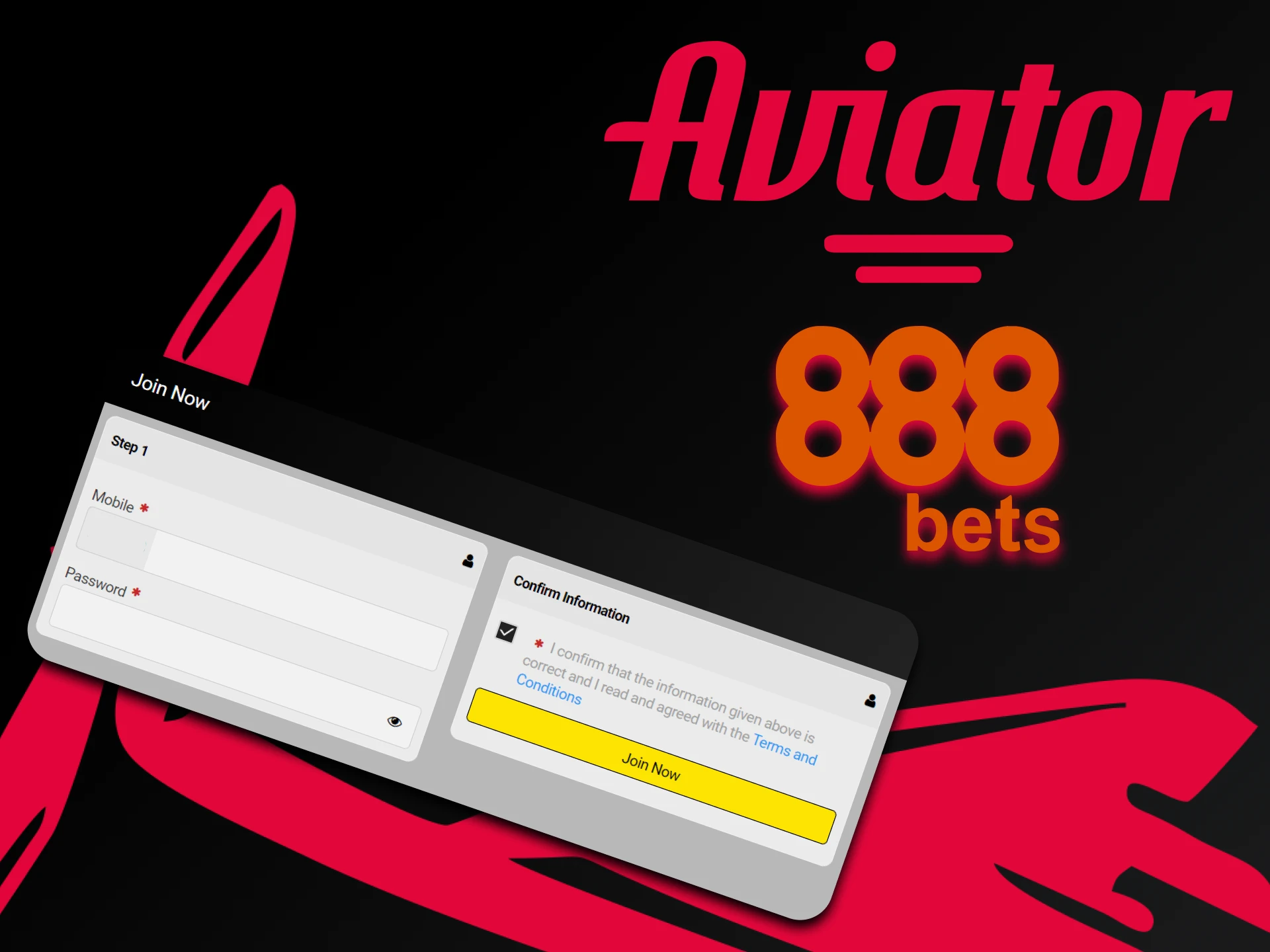 Go through the registration process on 888bet to play Aviator.